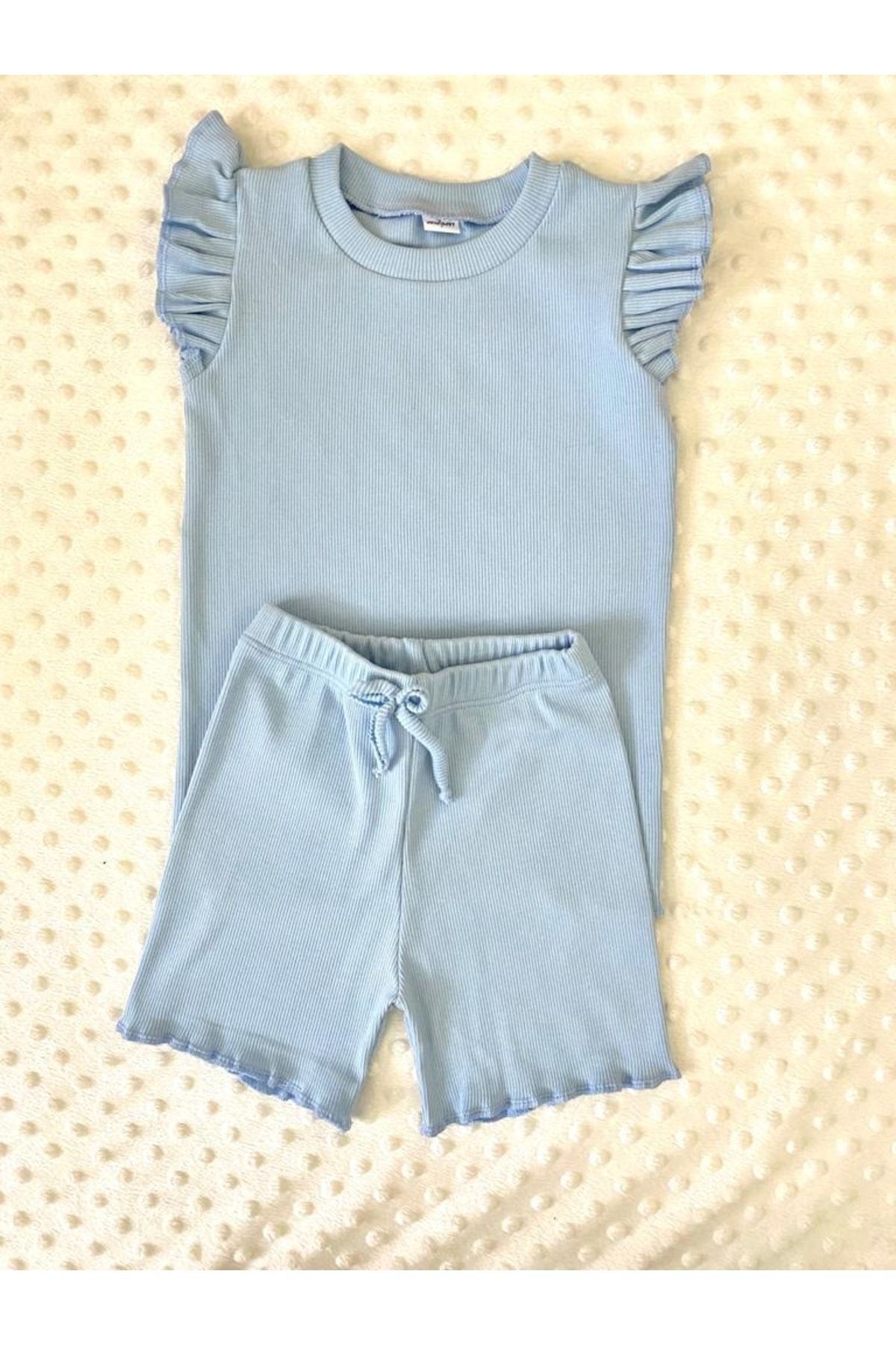 ARYA BABY Kaşkorse Kolu Fırfır Detaylı 2 Li Kız Şortlu Takım, Kız Alt-üst Takım fotoğrafı 6 (önizleme)