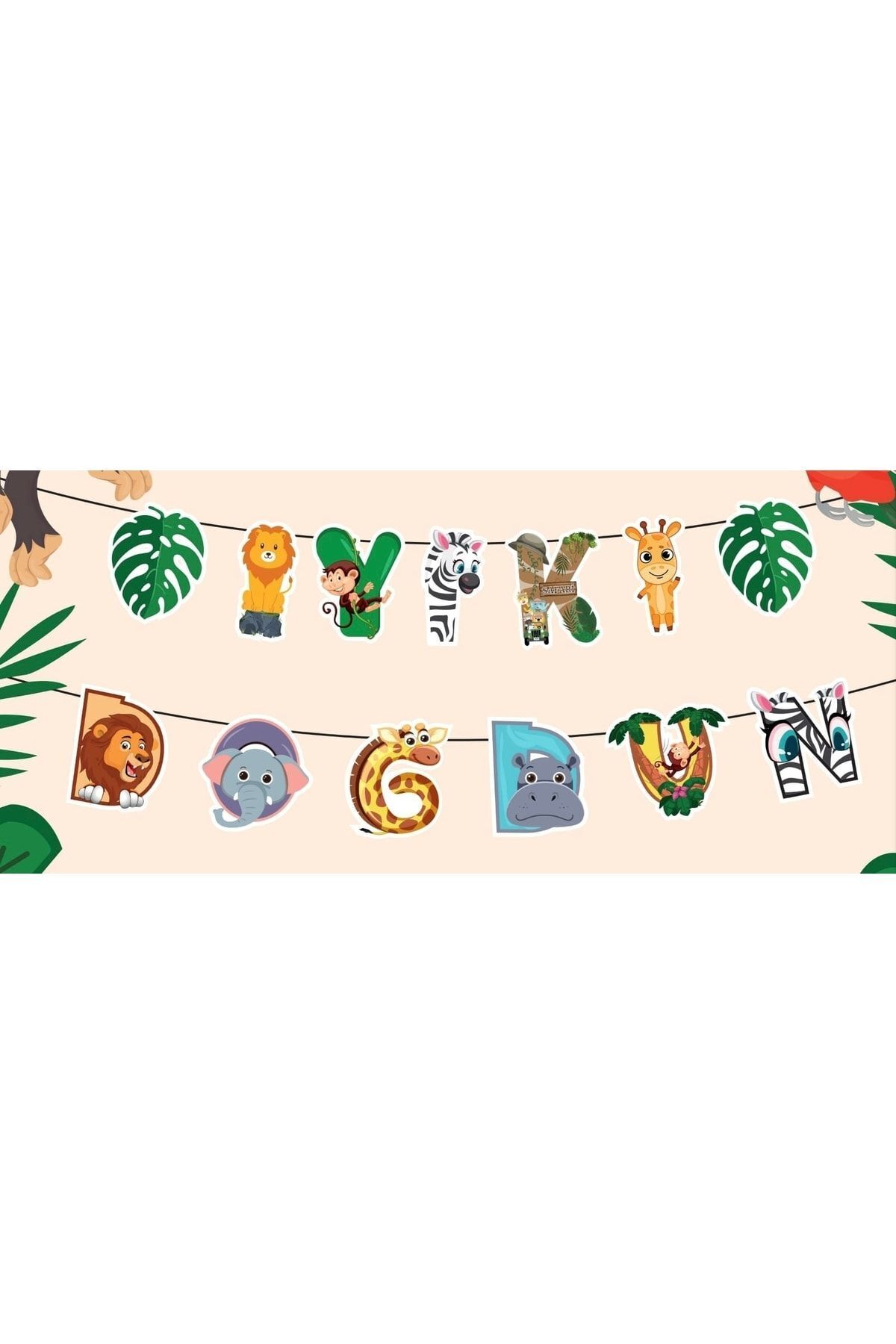Parti Safari Hayvan Temalı Iyiki Doğdun Banner Yazı