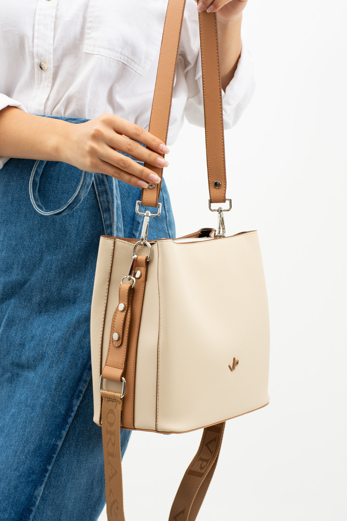 Medium Size Cotton Woven Long Strap Women's Shoulder Bag for Daily Use 4005 open jeans combination