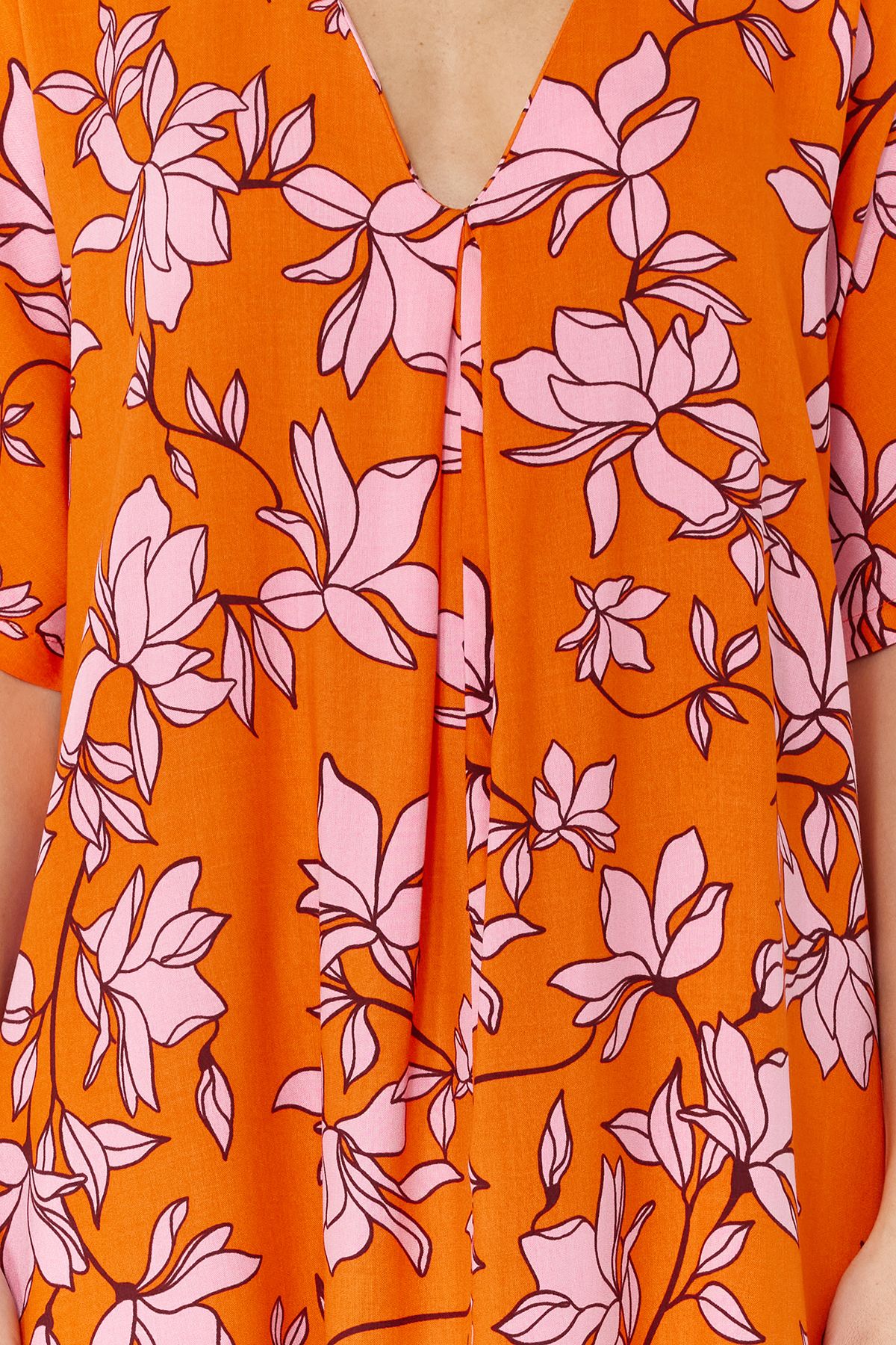 Trendyol Collection-Wide Fit Midi Floral Patterned Beach Dress - TBESS24EL00143 4