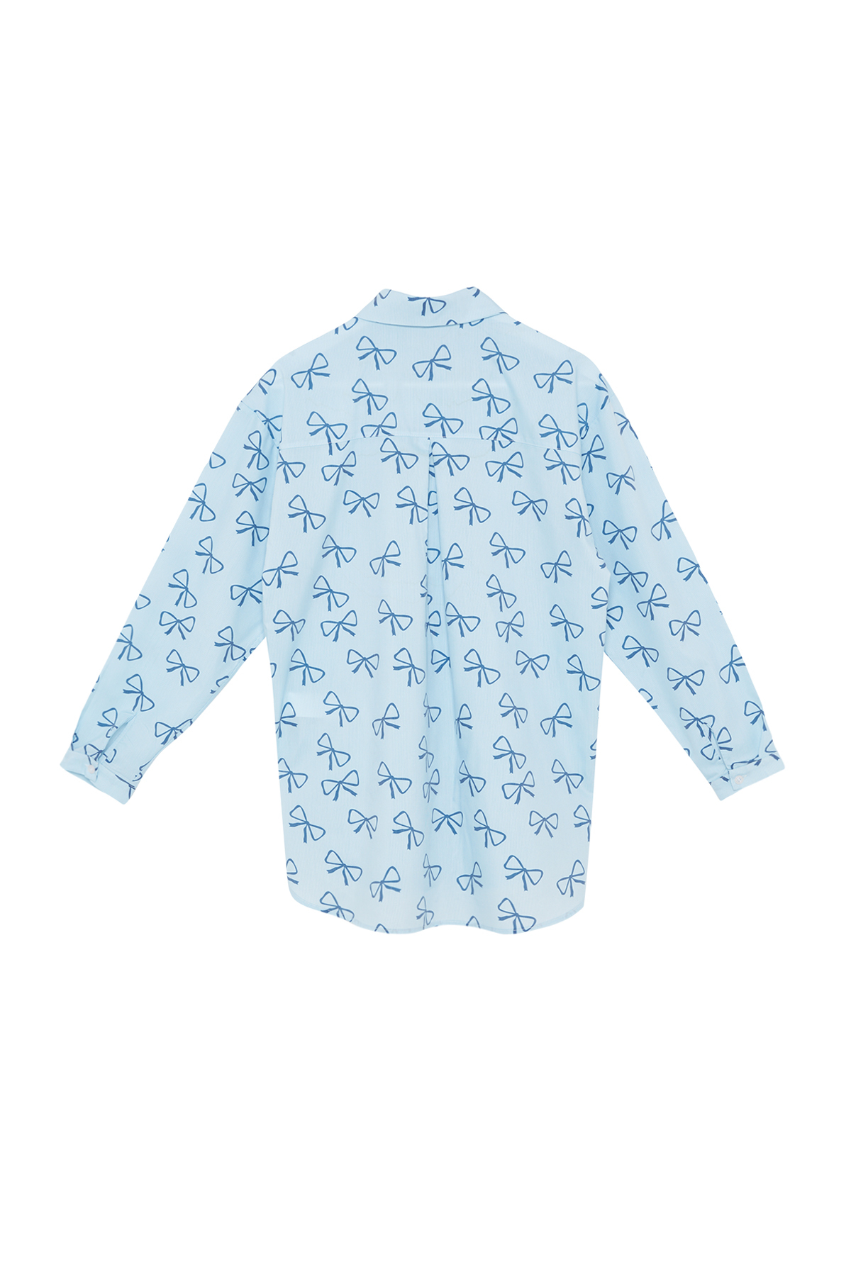 Trendyolmilla  Mavi Fiyonk Desenli Çizgili Oversize Geniş Kalıp Dokuma Gömlek TWOSS24GO00198 - Görsel 8