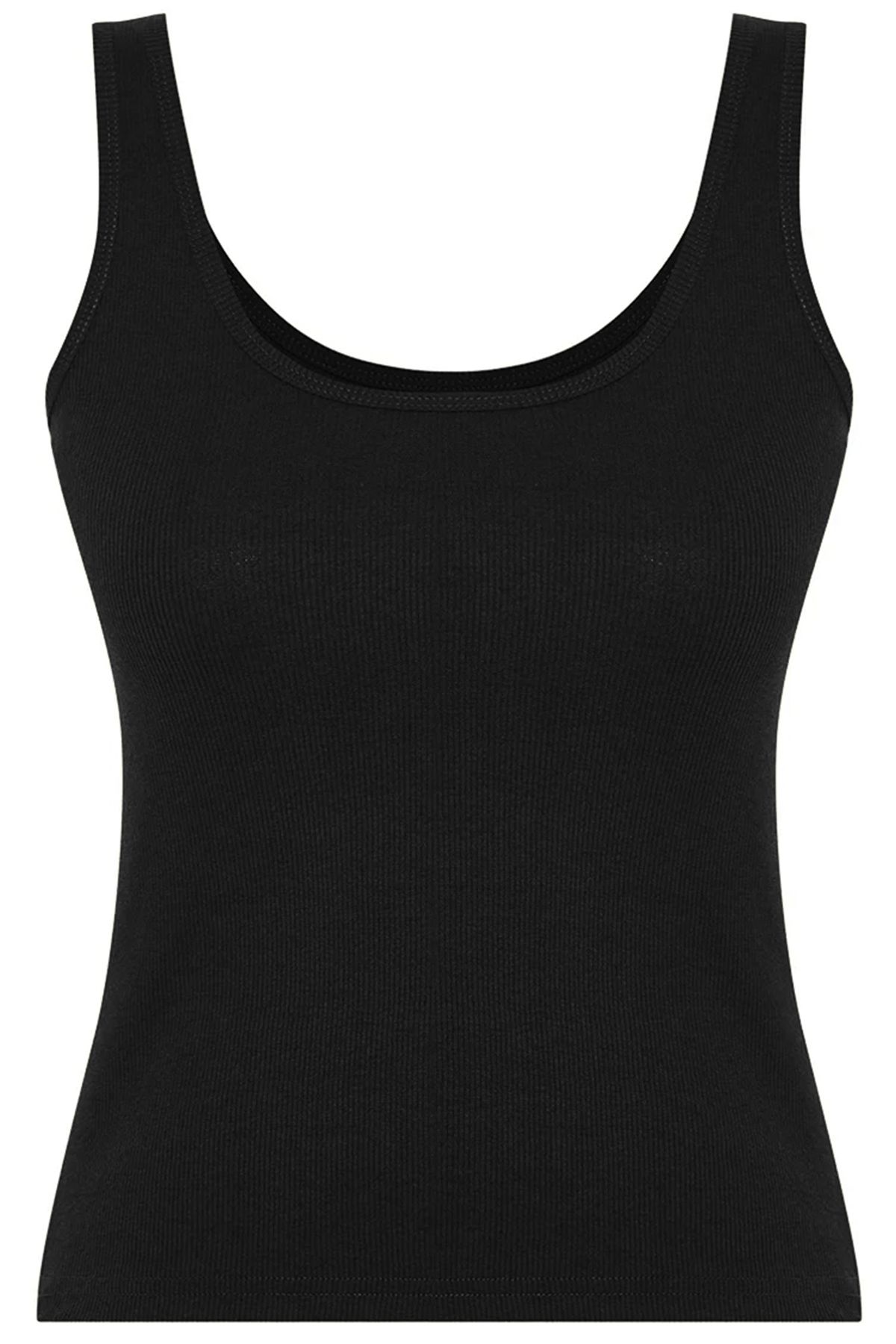 Trendyol Collection-Cameră de corp tricotată elastică cu nervuri, neagră, cu gât de piscină TWOSS22AL0042 7