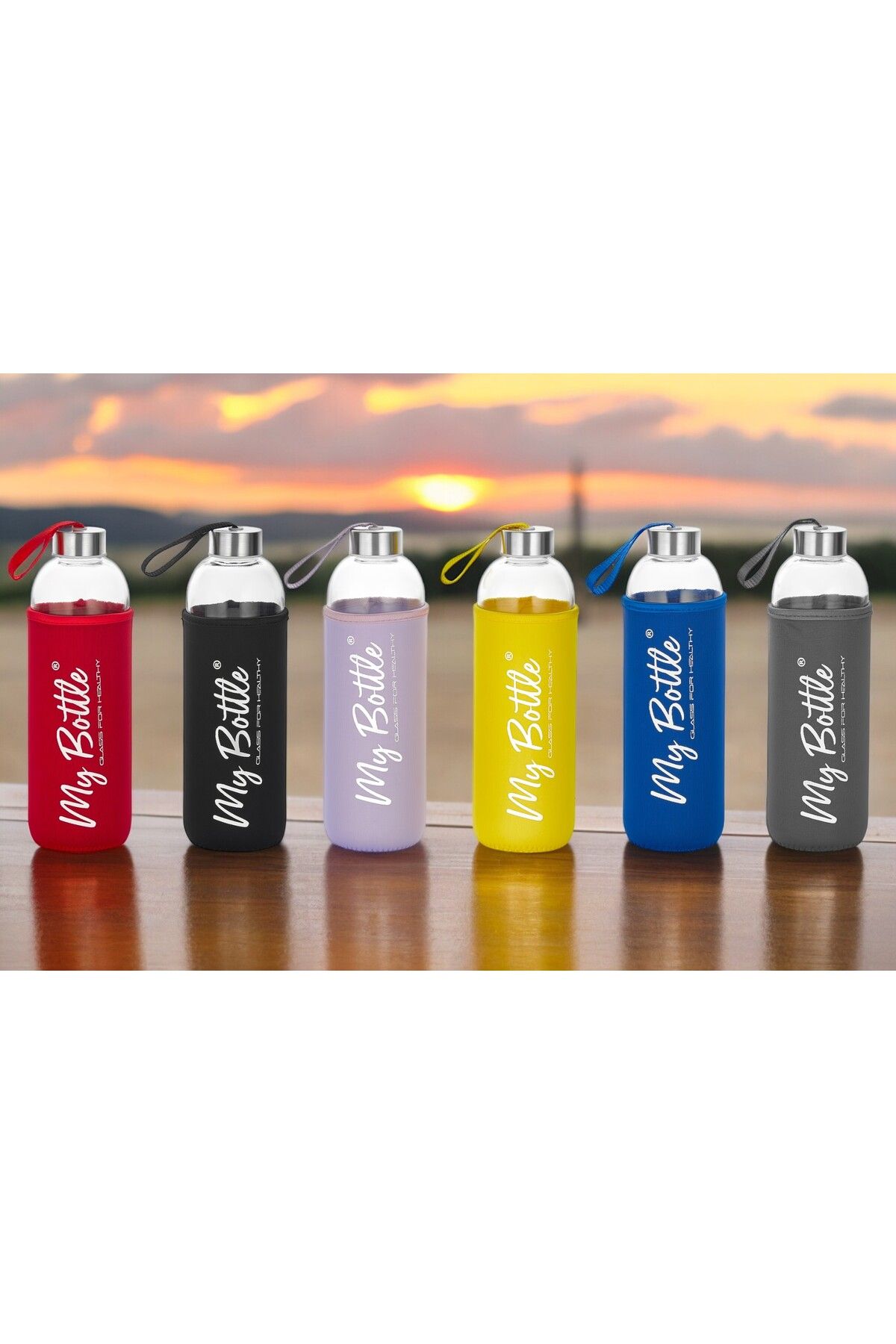 Comprox-0.5 Liter Water Bottle Glass Water Bottle - Mixed Borosilicate Powder Case, 500 ml Glass Water Bottle 2