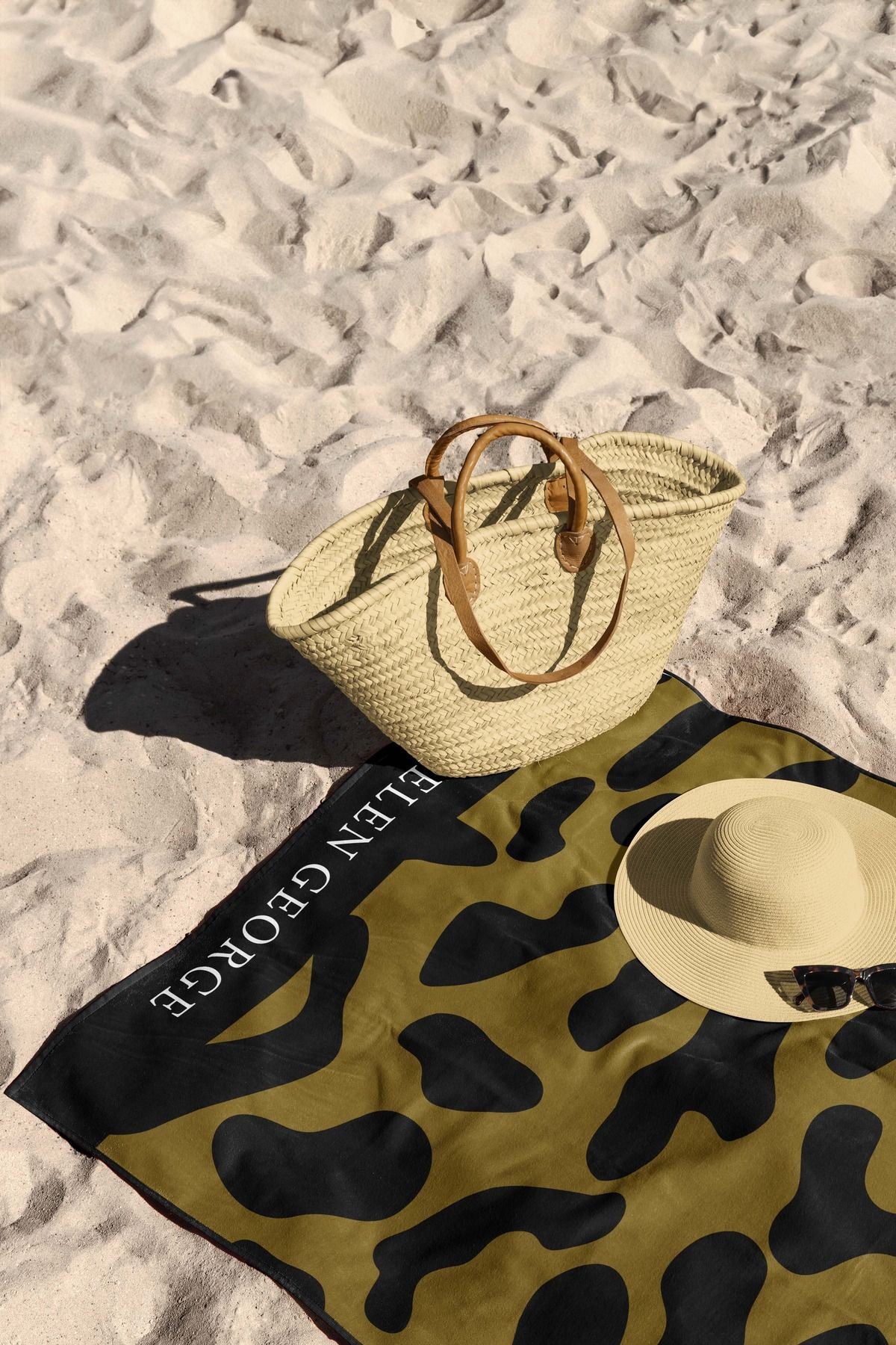 Helen George-New Land - Brown Black Leopard Patterned Oversize Beach Towel HGTW0001349 2