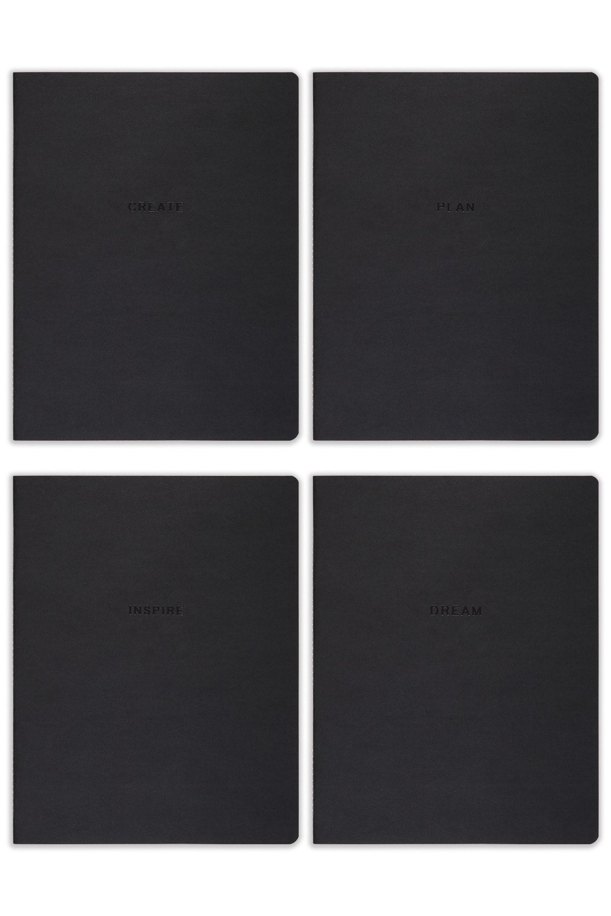 Matt Notebook-18x24'cm Set of 4 Notebooks Striped Tailor Stitching Black 3