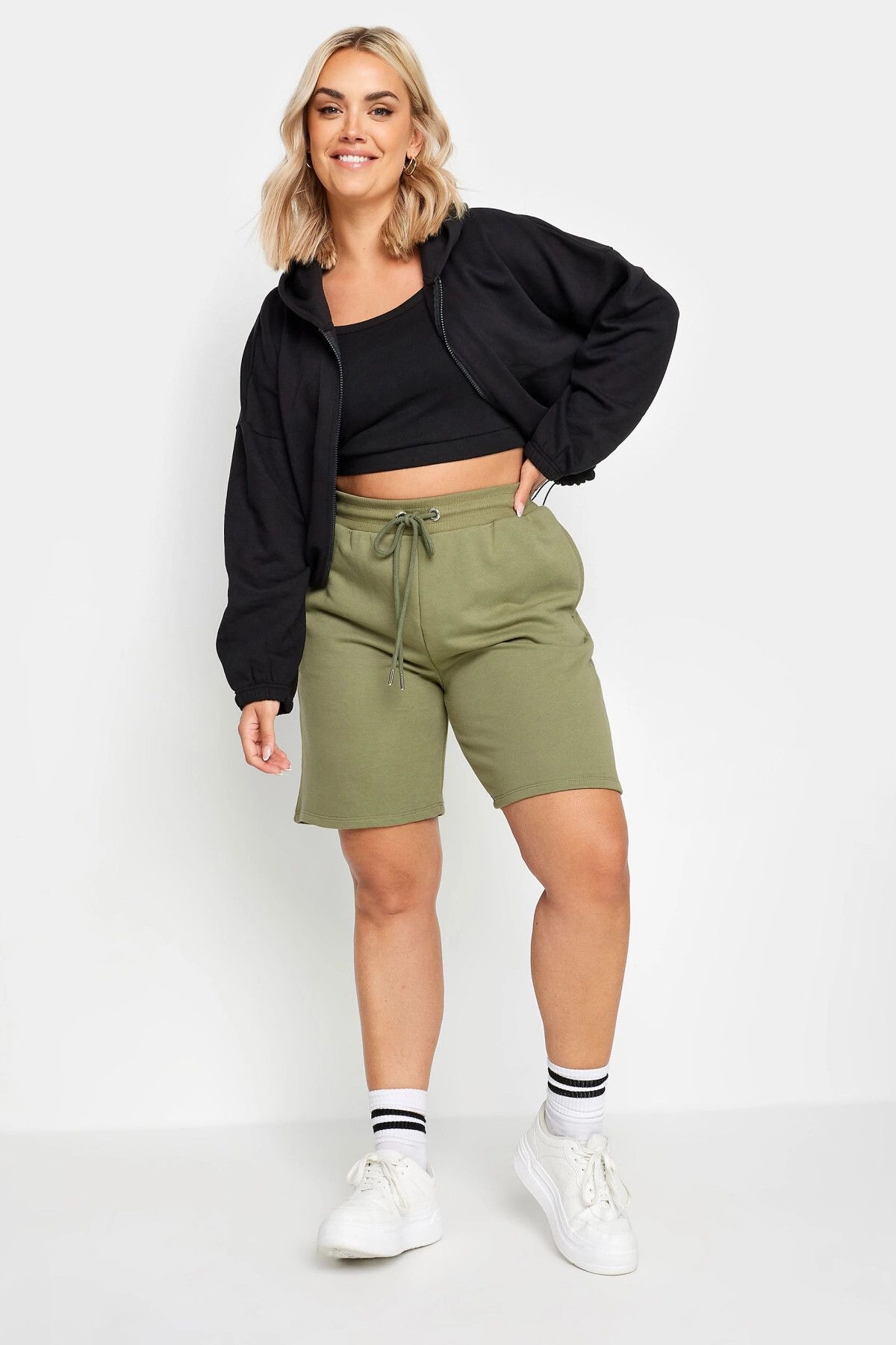 Stil Diva-Comfortable Fit Plus Size Shorts - With Pockets and Drawstring Waist303203 2
