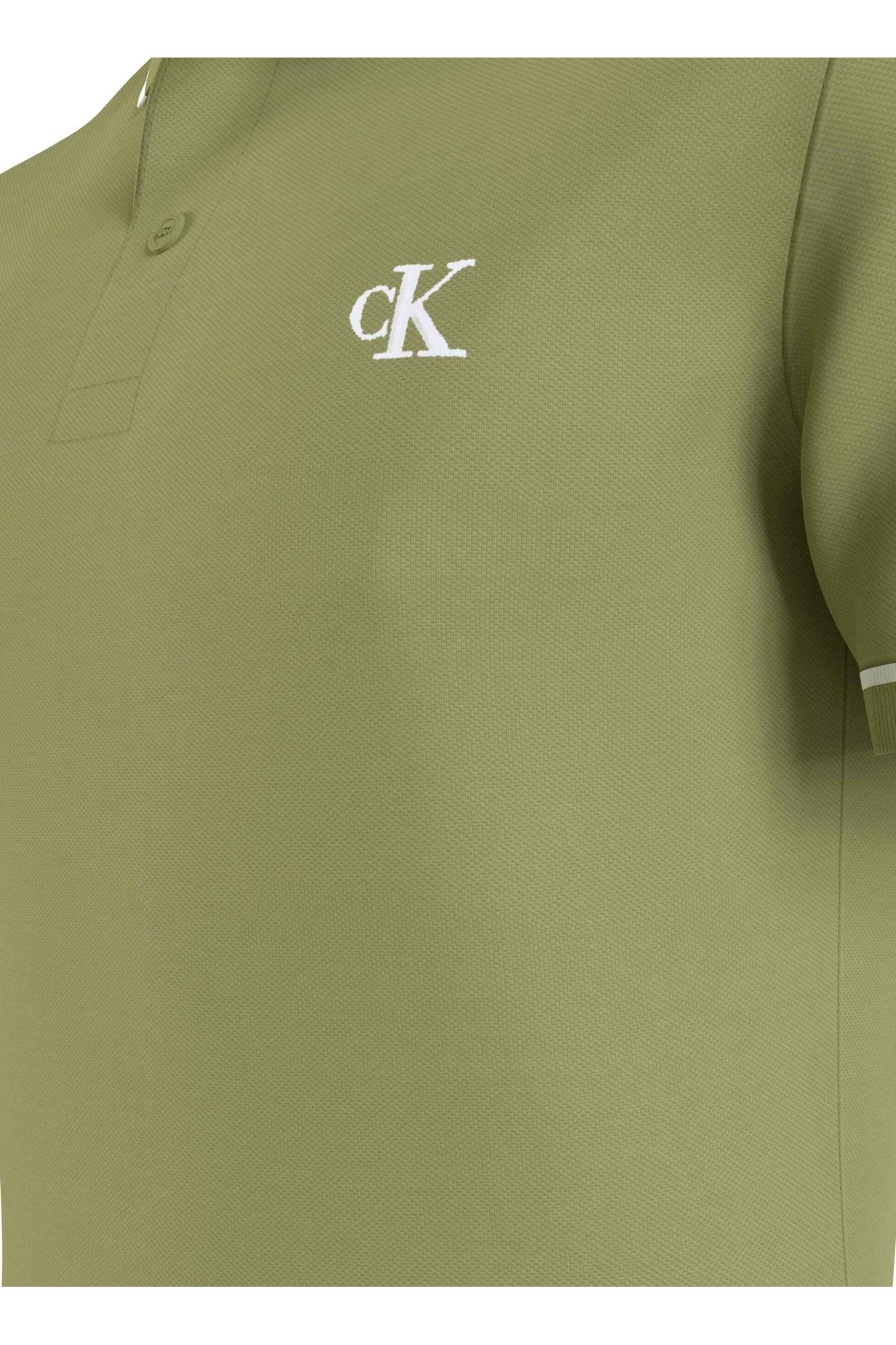 تی شرت یقه پولو سبز مردانه پیراهن جین مسطح J30J315603L9N Calvin Klein