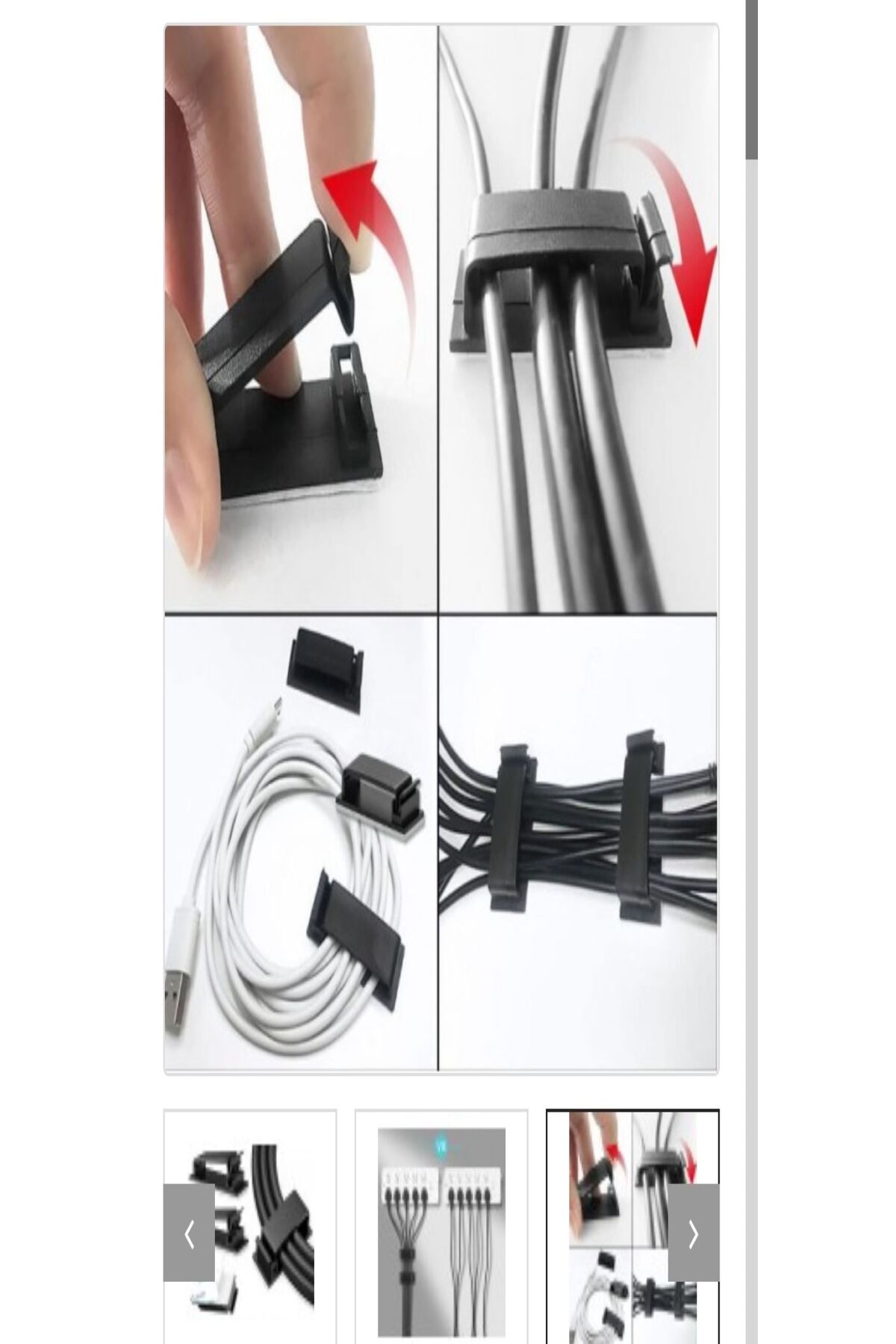 Genel Markalar Yapışkanlı Kablo Düzenleyici Klips 4lü Set 3