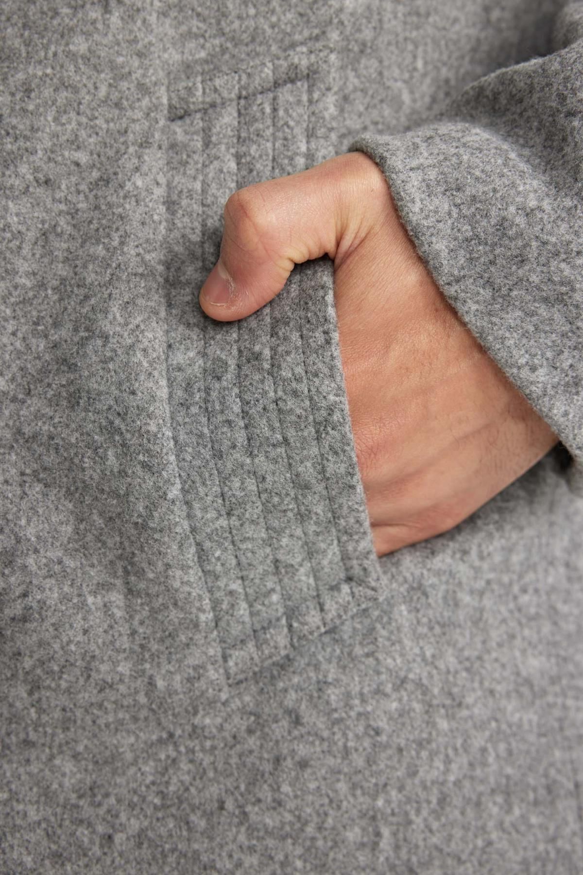 DeFacto-Stand Collar Regular Fit Cashmere Coat with Buttons and Pockets A3557Ax23Wn 8
