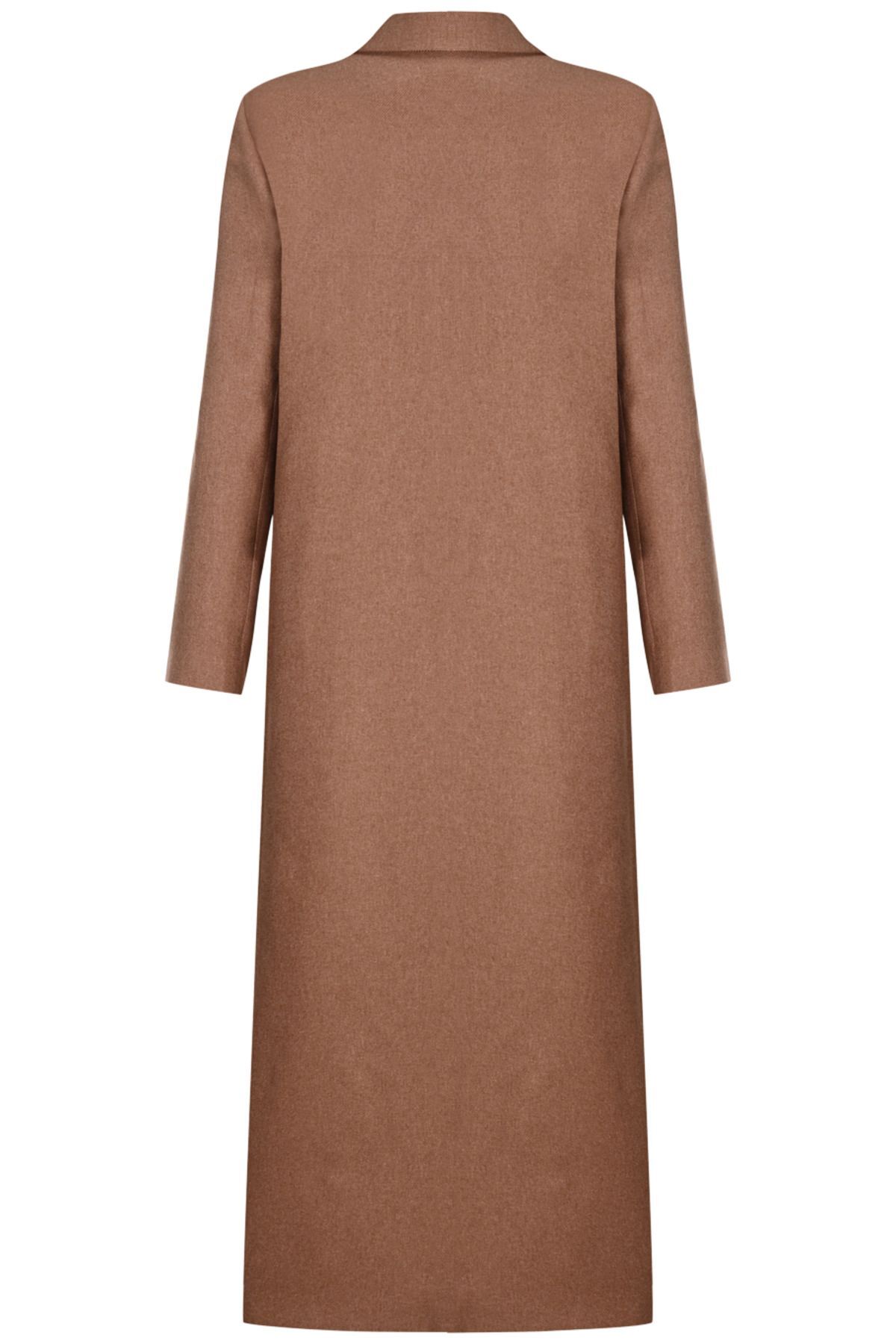 Whenever Company  Camel Kruvaze Yün Efektli Uzun Palto - Görsel 2
