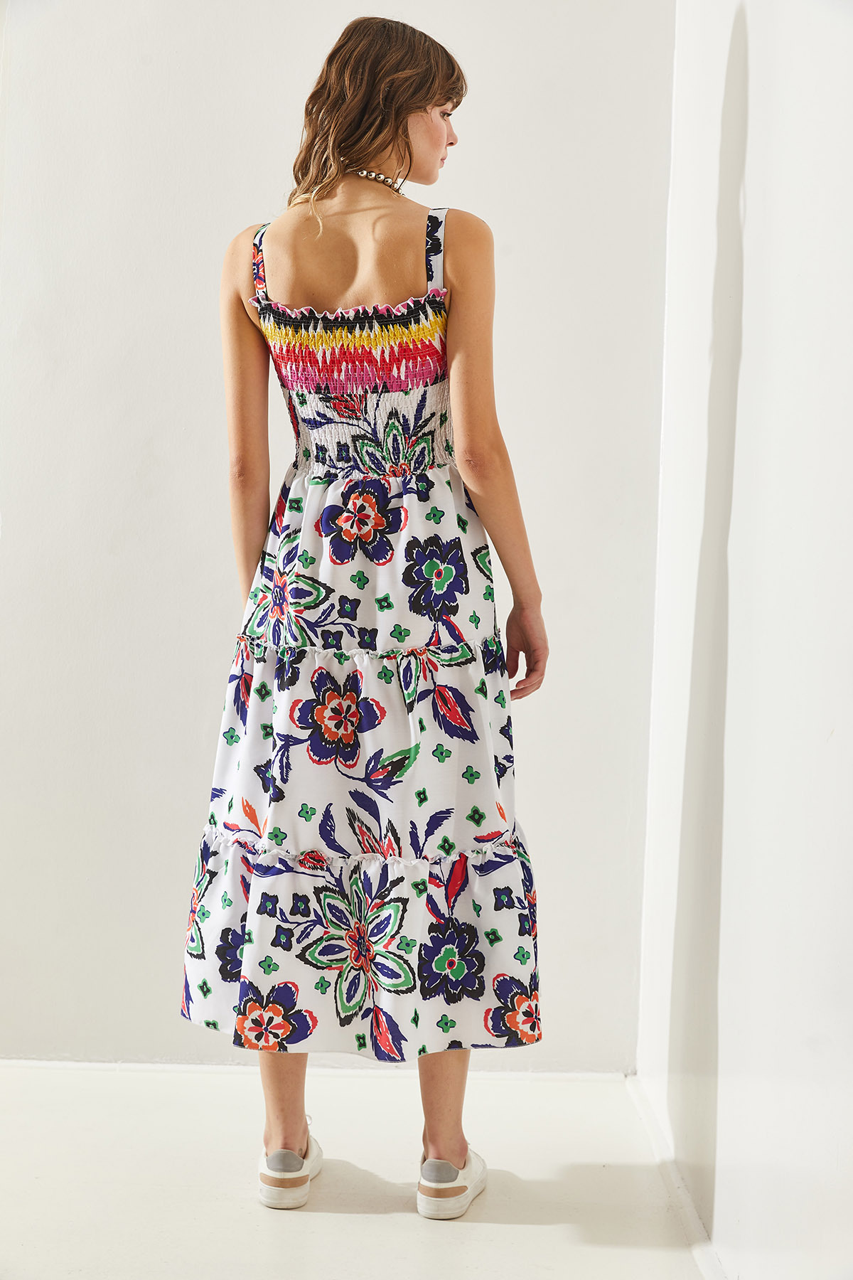 Bianco Lucci-Patterned Strappy Elastic Layered Ruffle Dress -60251274 2