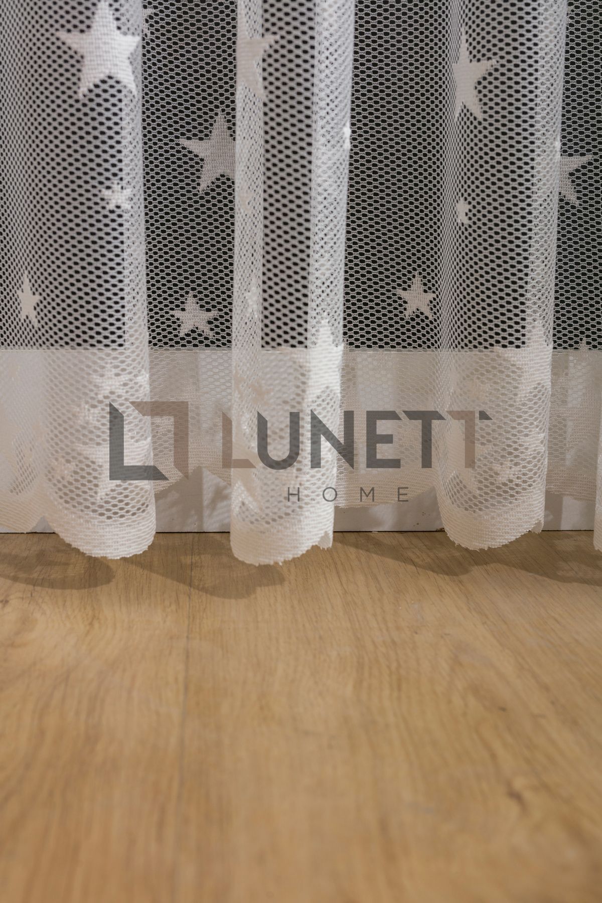 LUNETT HOME-White Starry Large Sparse - 1x2 Tulle Curtain, Pleated Ready to Use 6