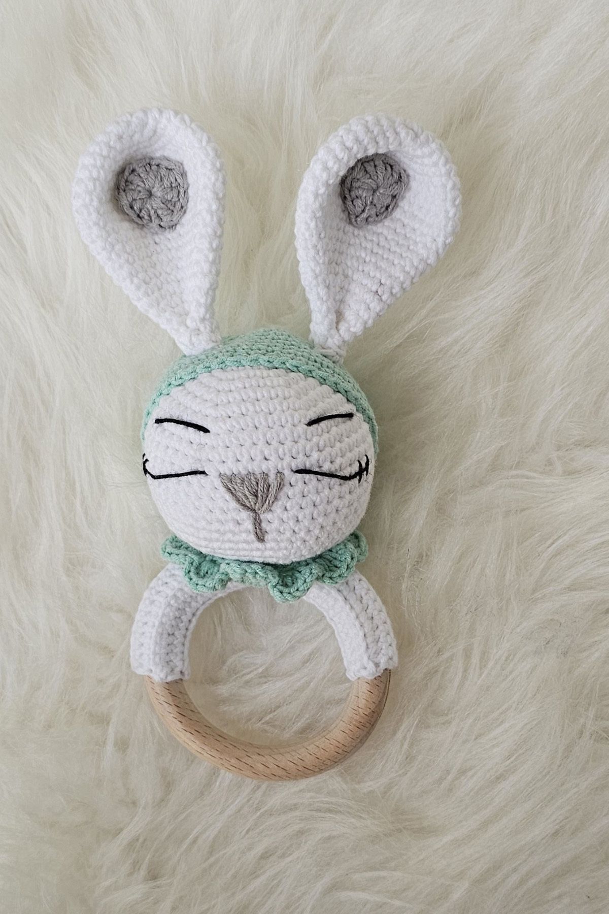 kelebeginruyasihobievi Amigurumi Yenidoğan Uykucu Tavşan, Battaniyeli Uyku Arkadaşı,Çıngırak, Emzik Zinciri 4'lü Set fotoğrafı 3 (önizleme)