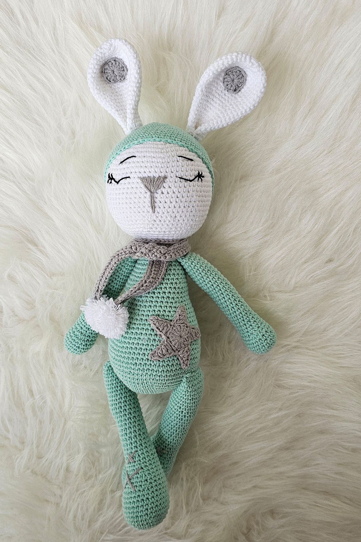 kelebeginruyasihobievi Amigurumi Yenidoğan Uykucu Tavşan, Battaniyeli Uyku Arkadaşı,Çıngırak, Emzik Zinciri 4'lü Set fotoğrafı 2 (önizleme)