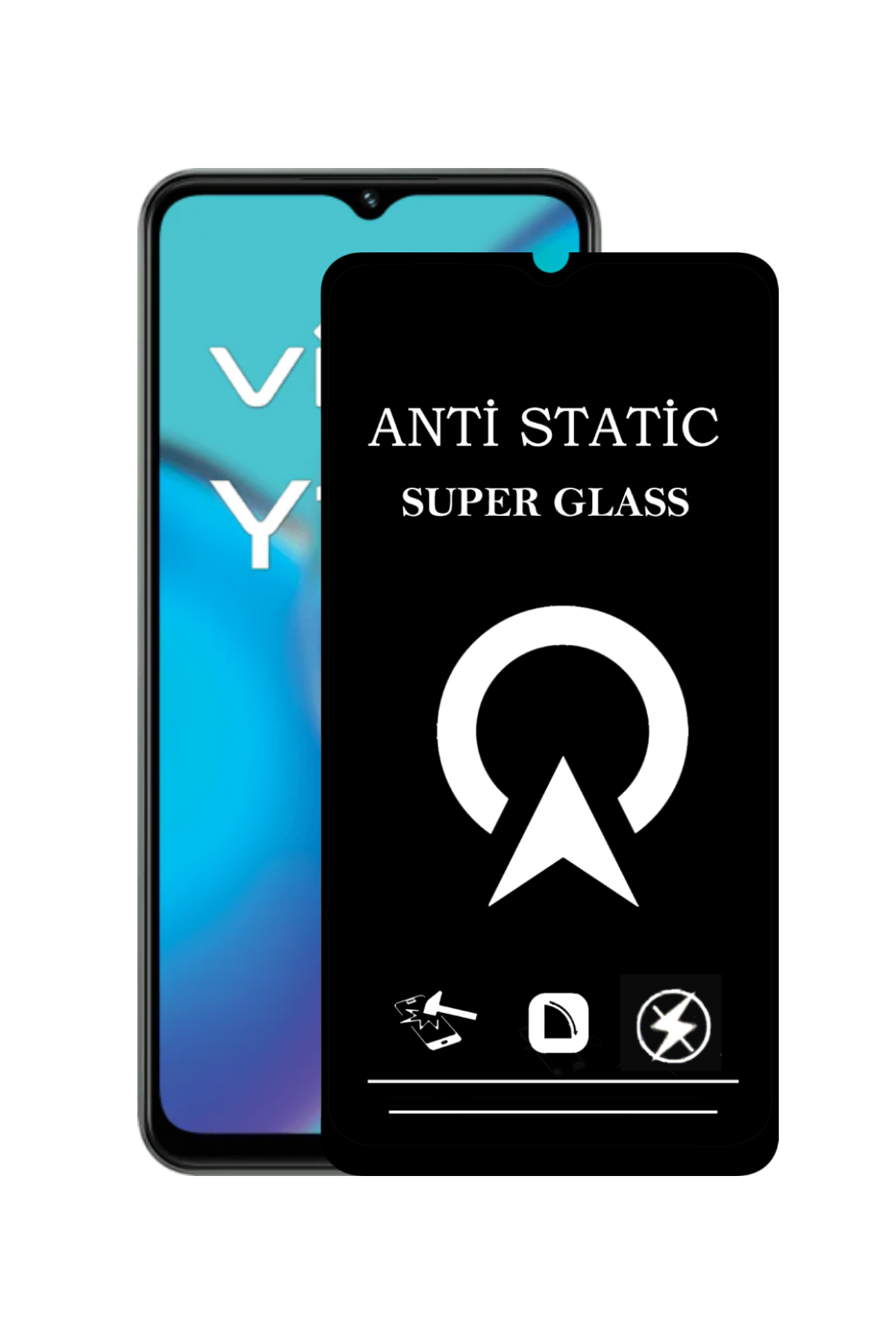 Vivo Y17S Tam Kaplayan Anti Statik Çizilmez Safir Ekran Koruyucu Cam