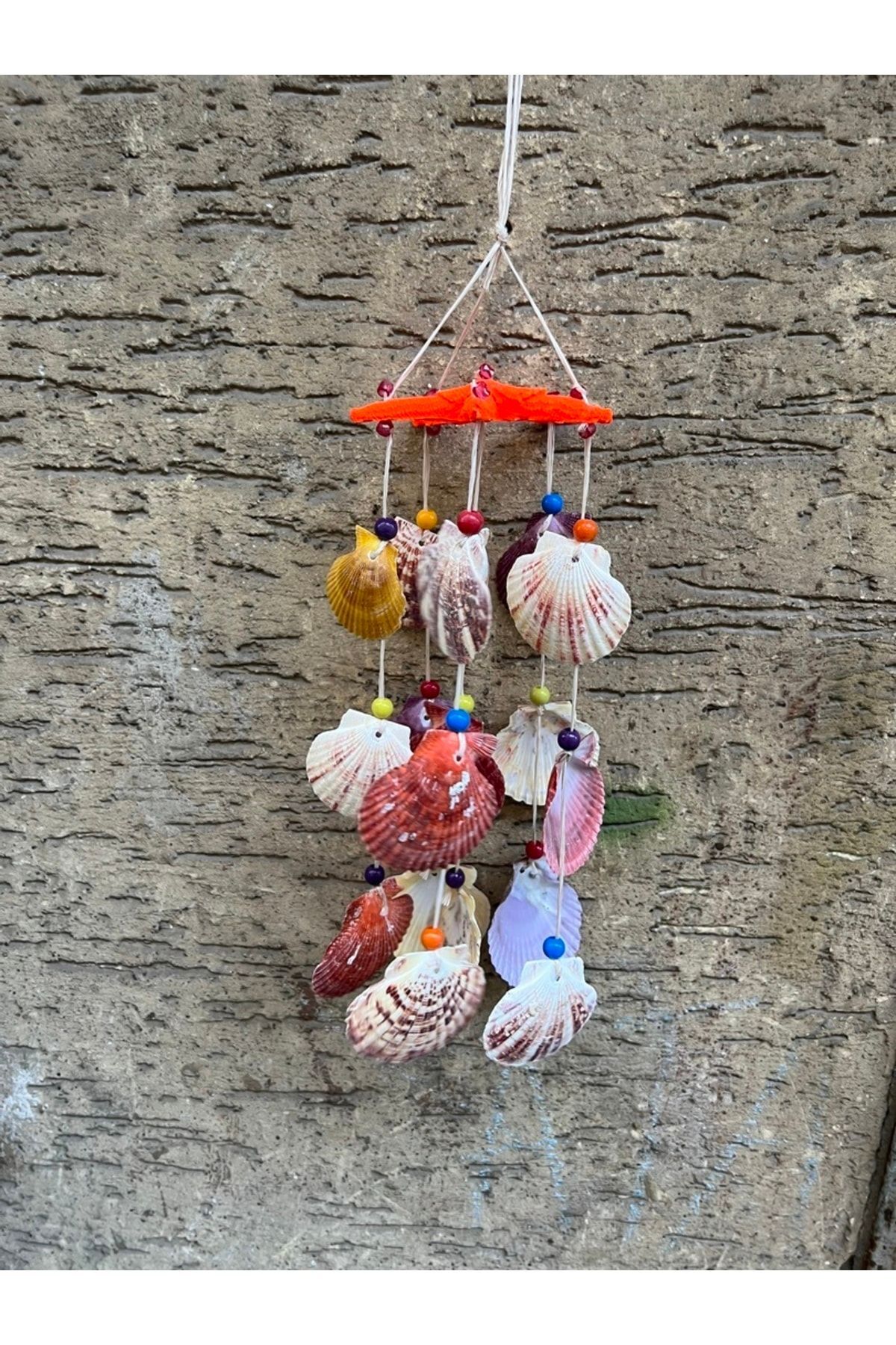 Natural Shell Sea Star Wind Bell Garden Balcony Wall Decoration Ornament Orange