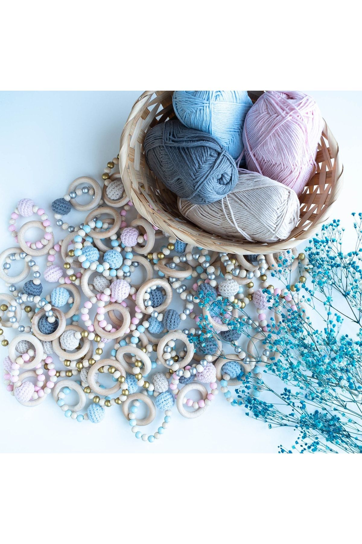 flamintoy Şirin Ayıcık Seti Hediye Uyku Arkadaşı Emzik Zinciri Diş Kaşıyıcı Çıngırak Amigurumi fotoğrafı 4 (önizleme)