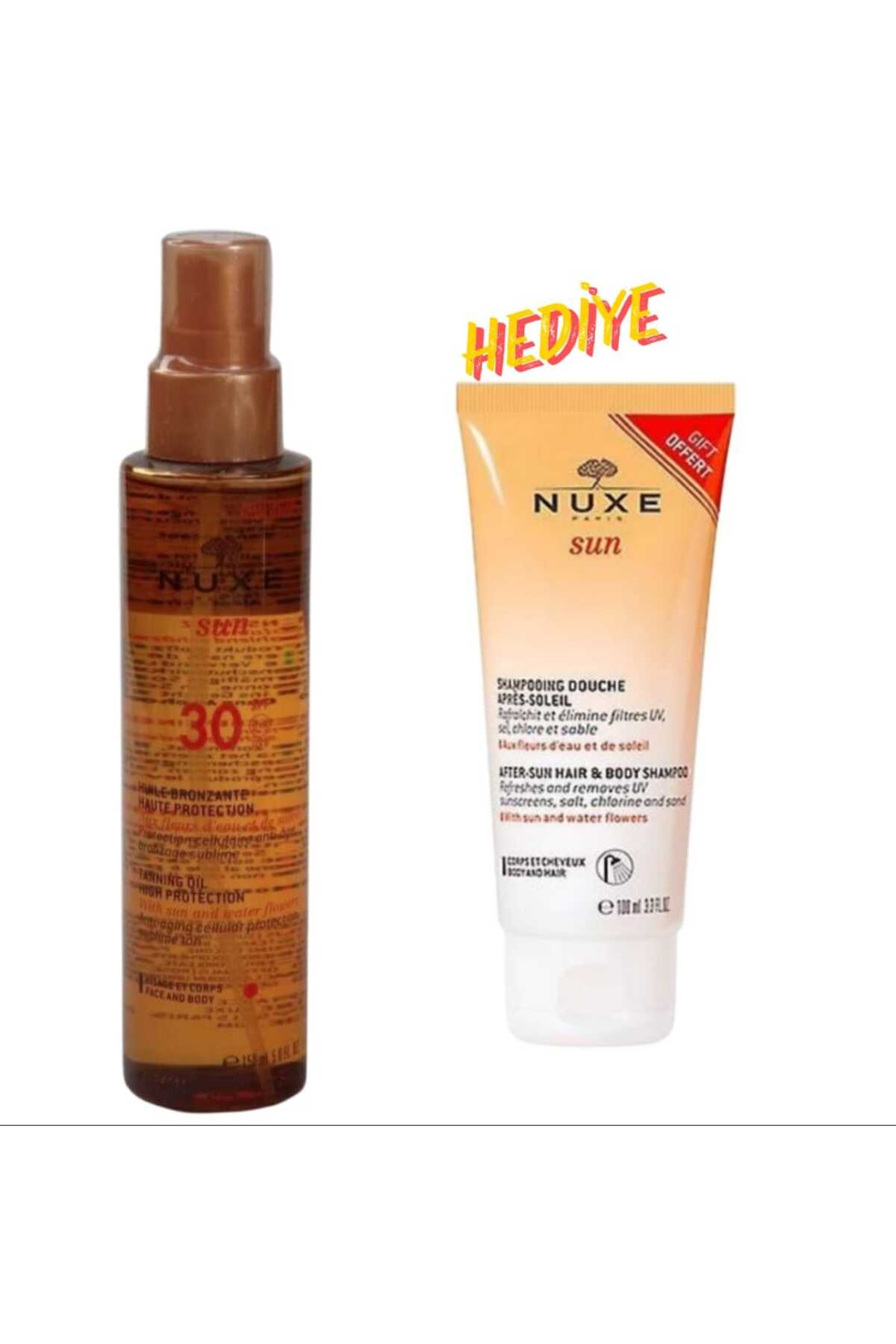 Nuxe Sun Güneş Sonrası Şampuan 100 ml & Nuxe Huile Bronzante Bronzlaştırıcı Yağ Spf 30 150 ml — TYCRWS9XUN171693163894395