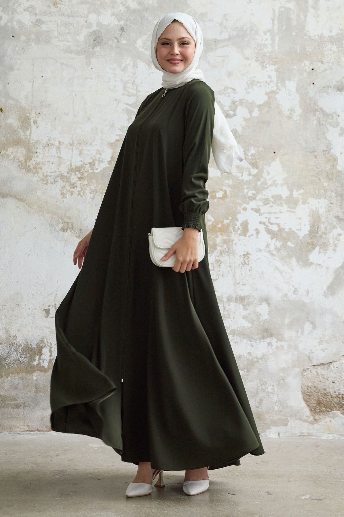 InStyle-Medine Khaki Ferace - Jedwab i Mevlana Szczegółowe 5