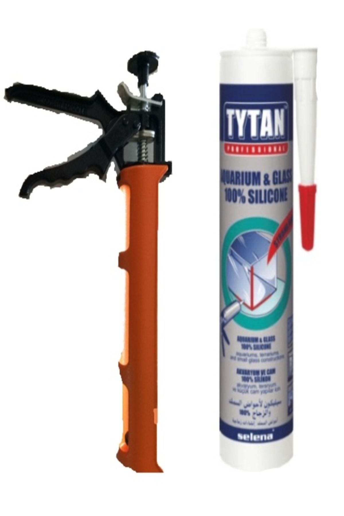 TYTAN Professional Akvaryum Silikonu 280 ml Şeffaf Hmp Plastik Silikon Tabancası - Montaj Set