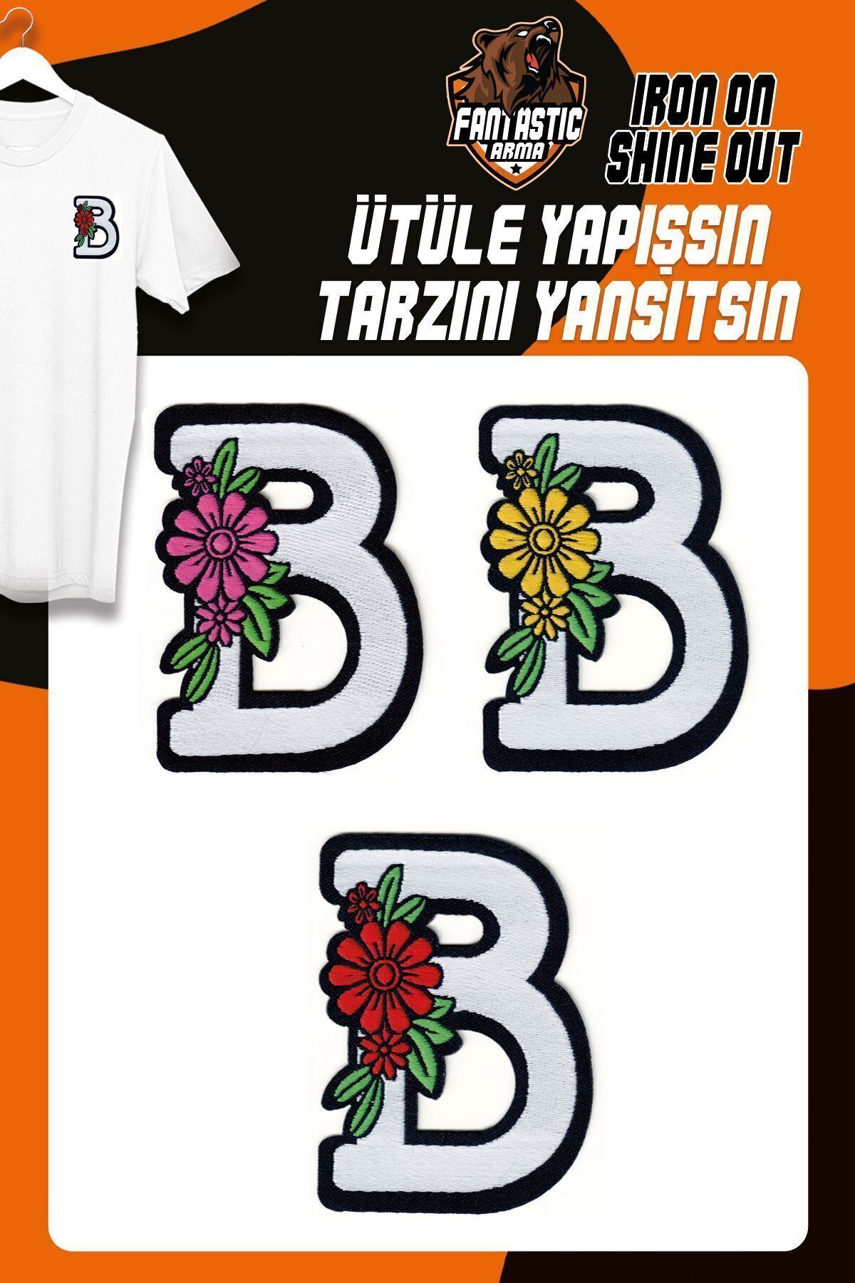 Iron-On Woven Rigging Set Patchwork Floral Letters Model B LETTER (3PCS)