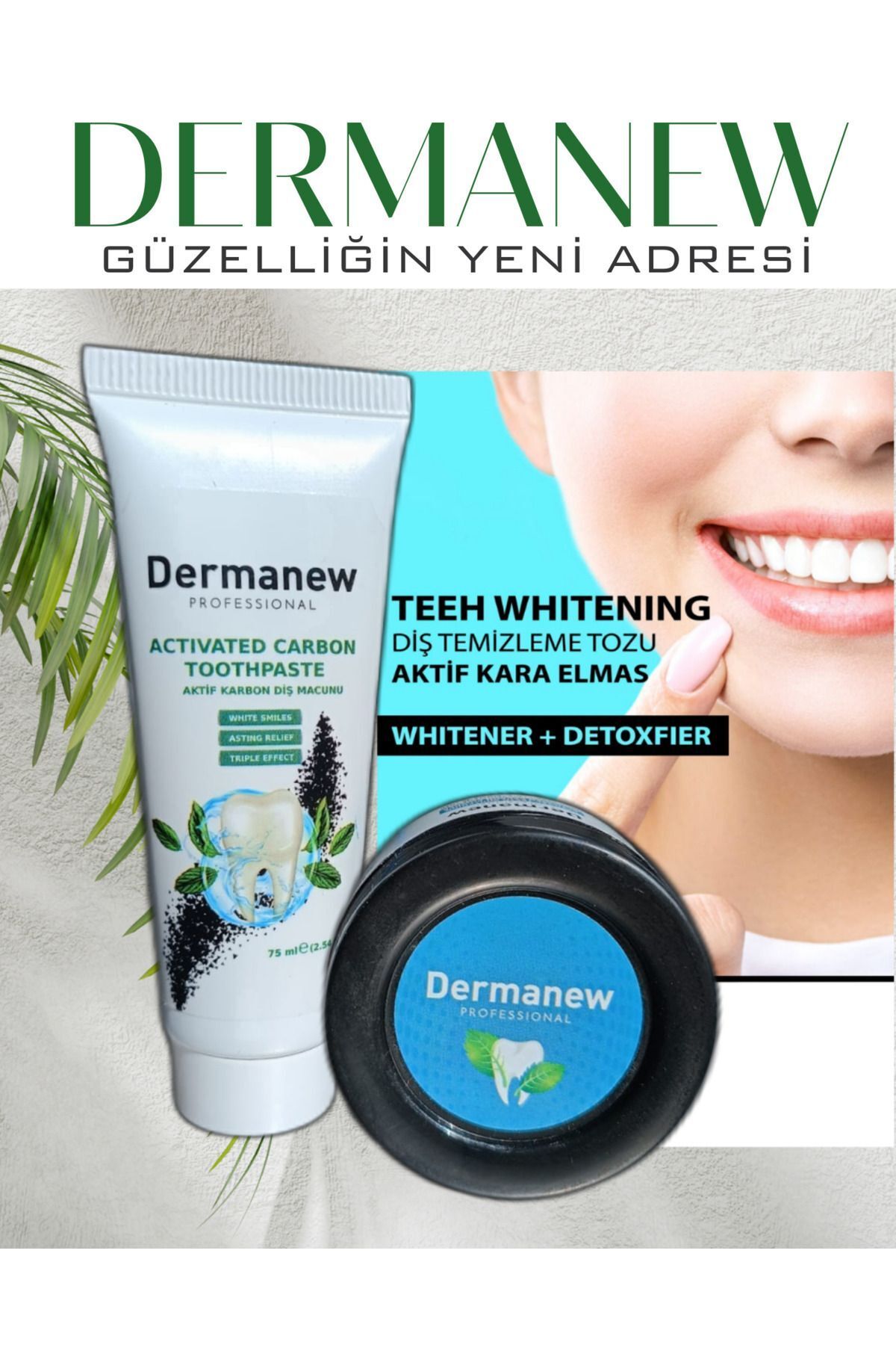 محصولات سفیدکننده دندان خمیر کربن تمیز کننده SET dermanew hair