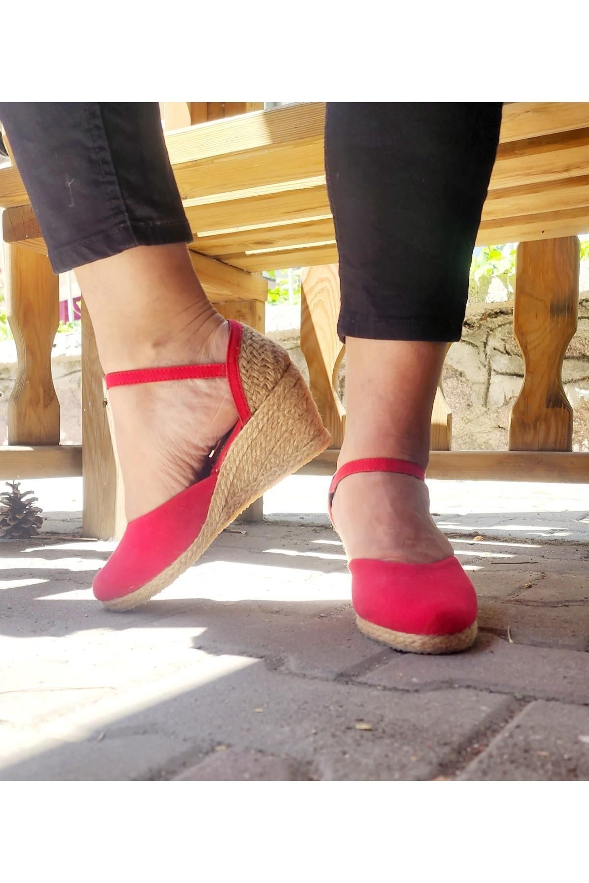 صندل زنانه قرمز GokceKundura06 | model7 sandalet اورجینال - تصویر 2