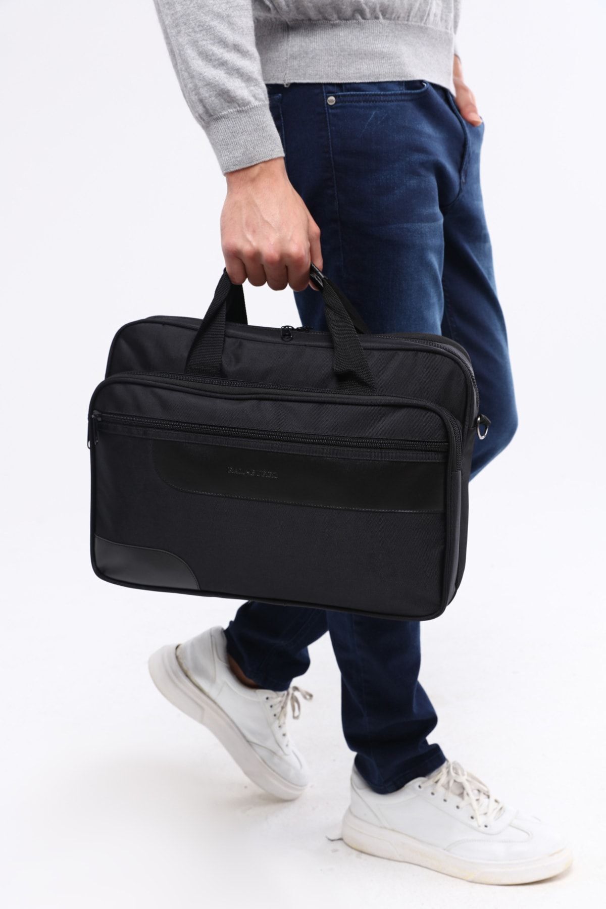 Ramsburry  Unisex Siyah Su Geçirmez 15.6 Inç Laptop Bölmeli Çok Gözlü Çapraz Ayarlanabilir Askılı Evrak Çantası - Görsel 6