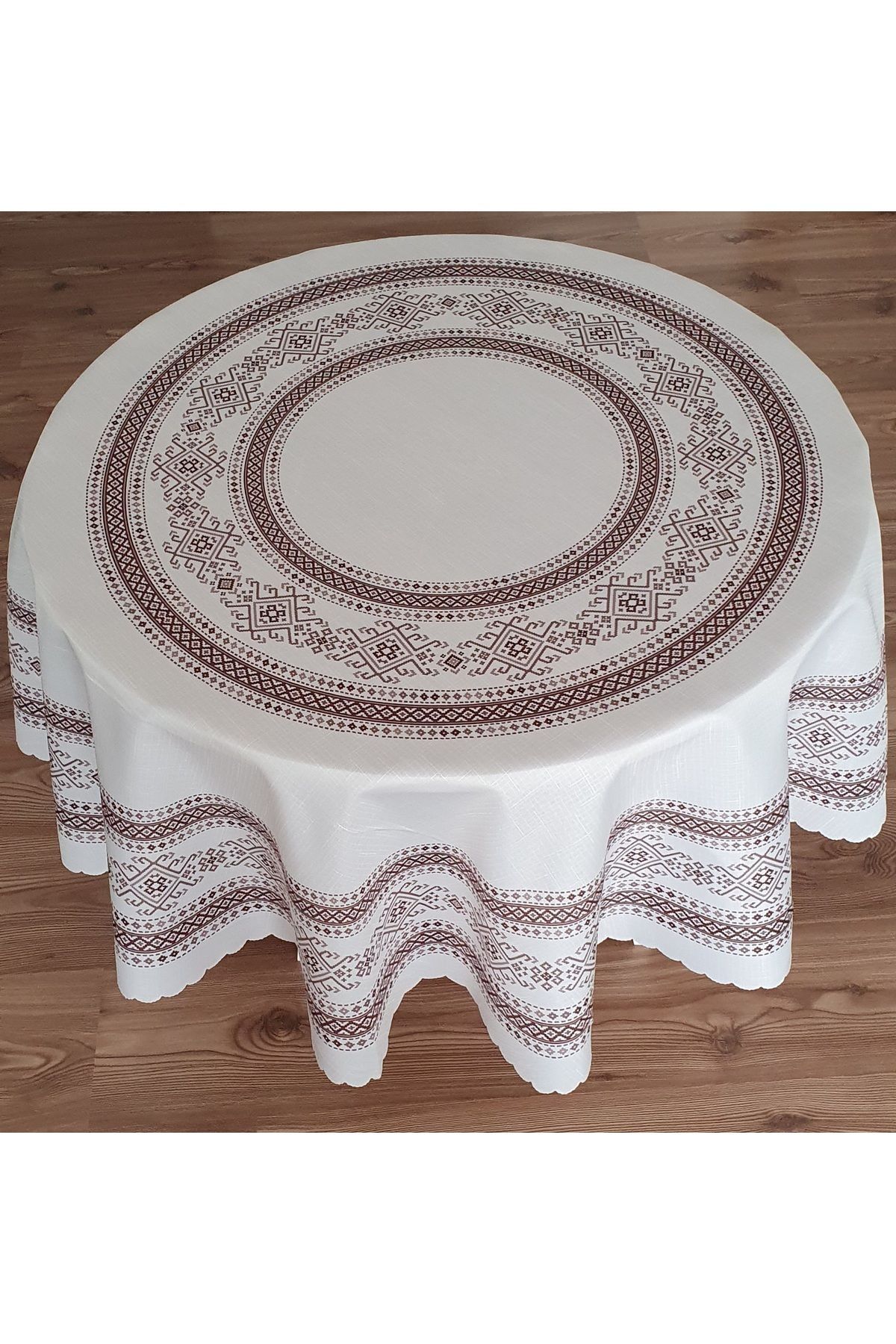 WENESSİ Față De Masă Rotundă Din Țesătură Din Poliester Imprimată Cu Cafea Simplă Piramidală (150×0 Cm) - 160 x 220