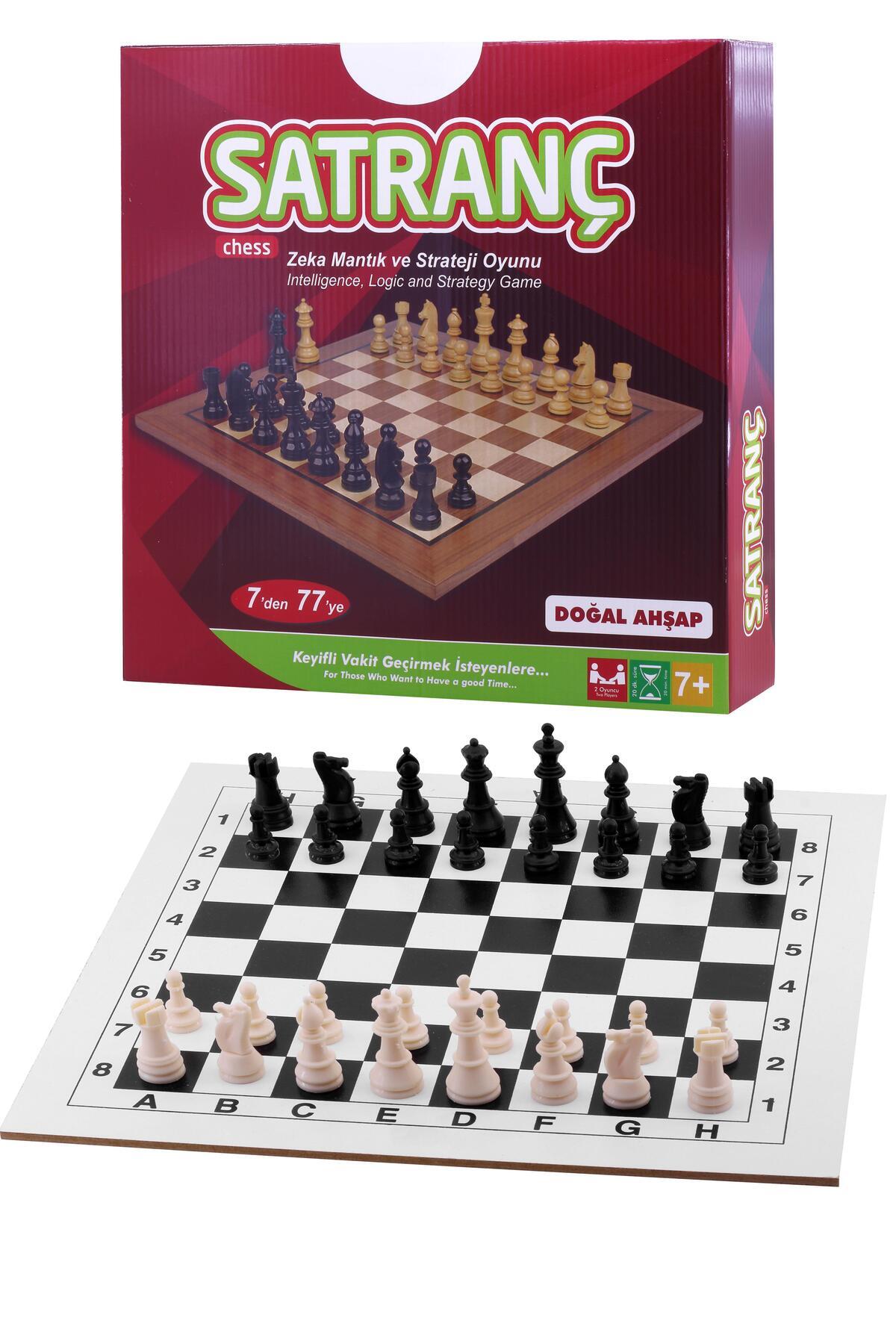 Telvesse Satranç Takımı Seti MDF Ahşap Tabla Plastik Taşlar Kutulu Başlangıç Seti Kutu Oyunu 29 cm