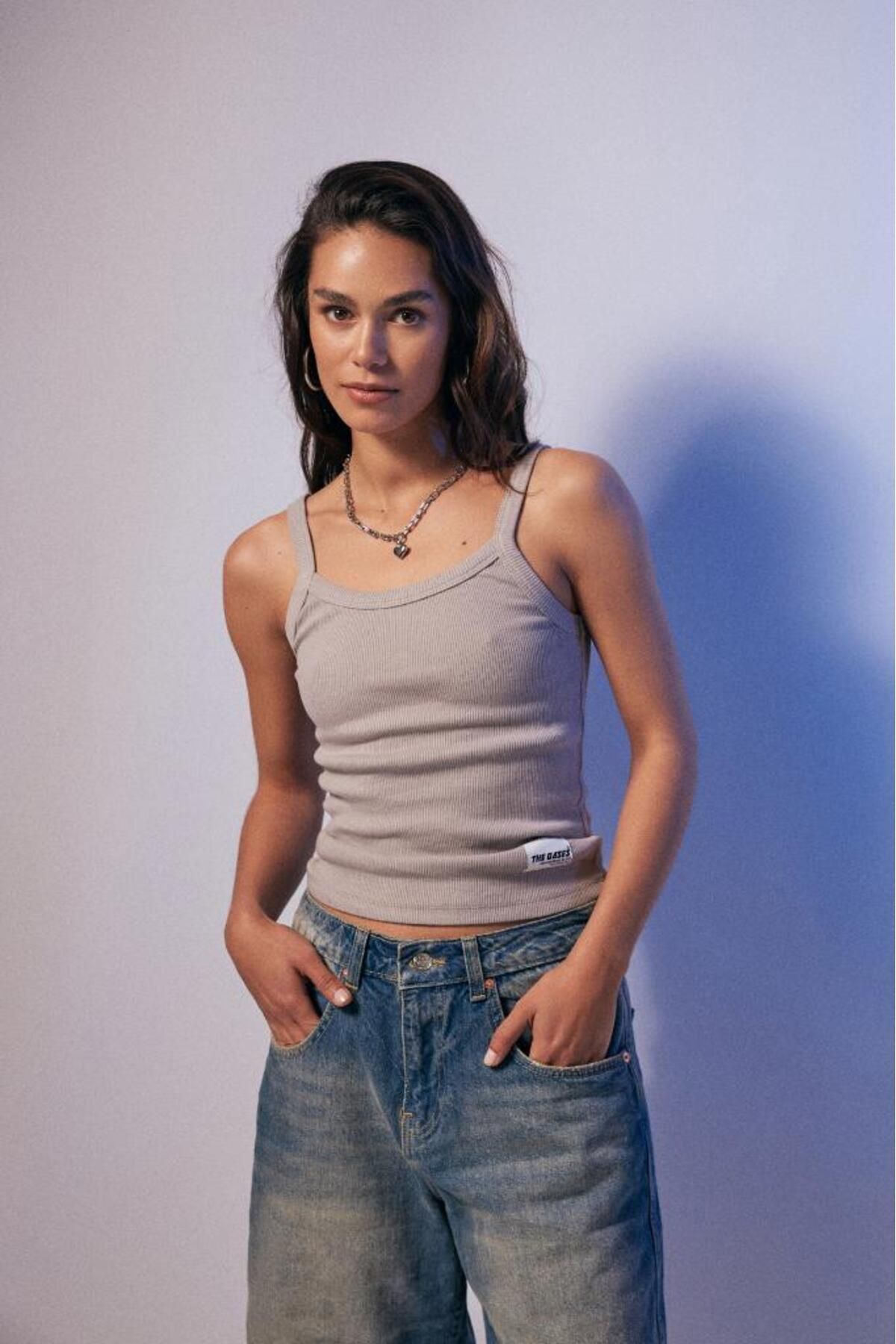 Bases-Corded Mink Tank Top - Basic Model with Straps 6