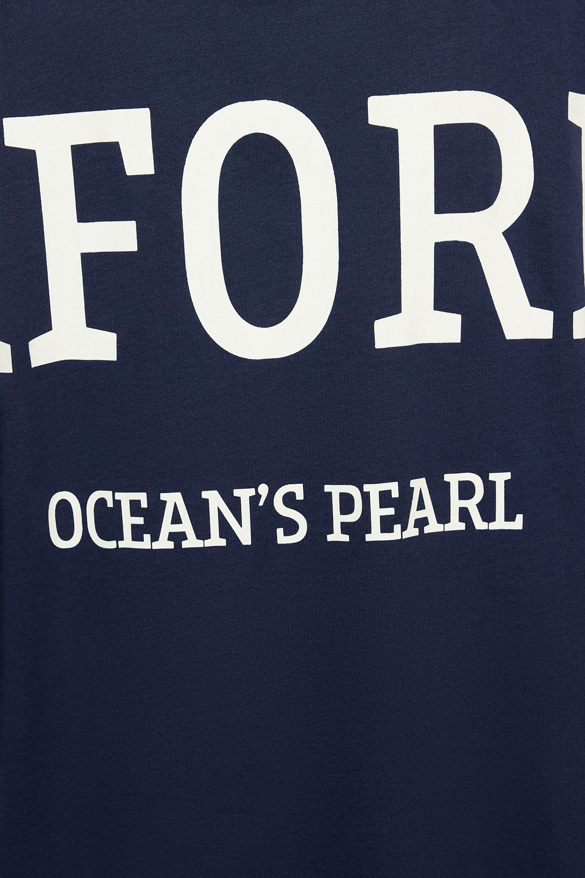 Trendyol Collection-Navy Blue Oversize Knitted T-Shirt - 100% Cotton, Back Slogan Print, TWOSS24TS00091 6