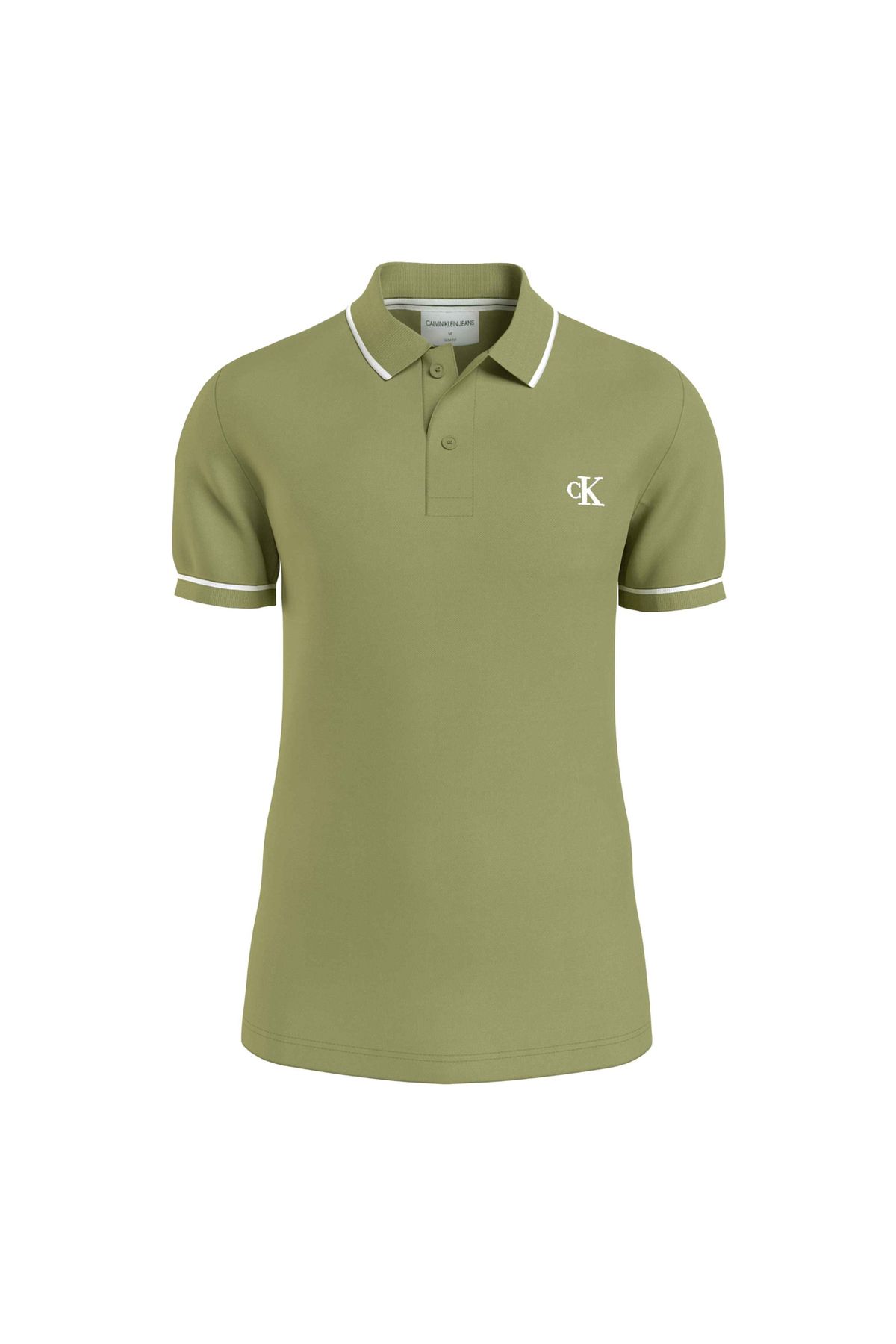 تی شرت یقه پولو سبز مردانه پیراهن جین مسطح J30J315603L9N Calvin Klein