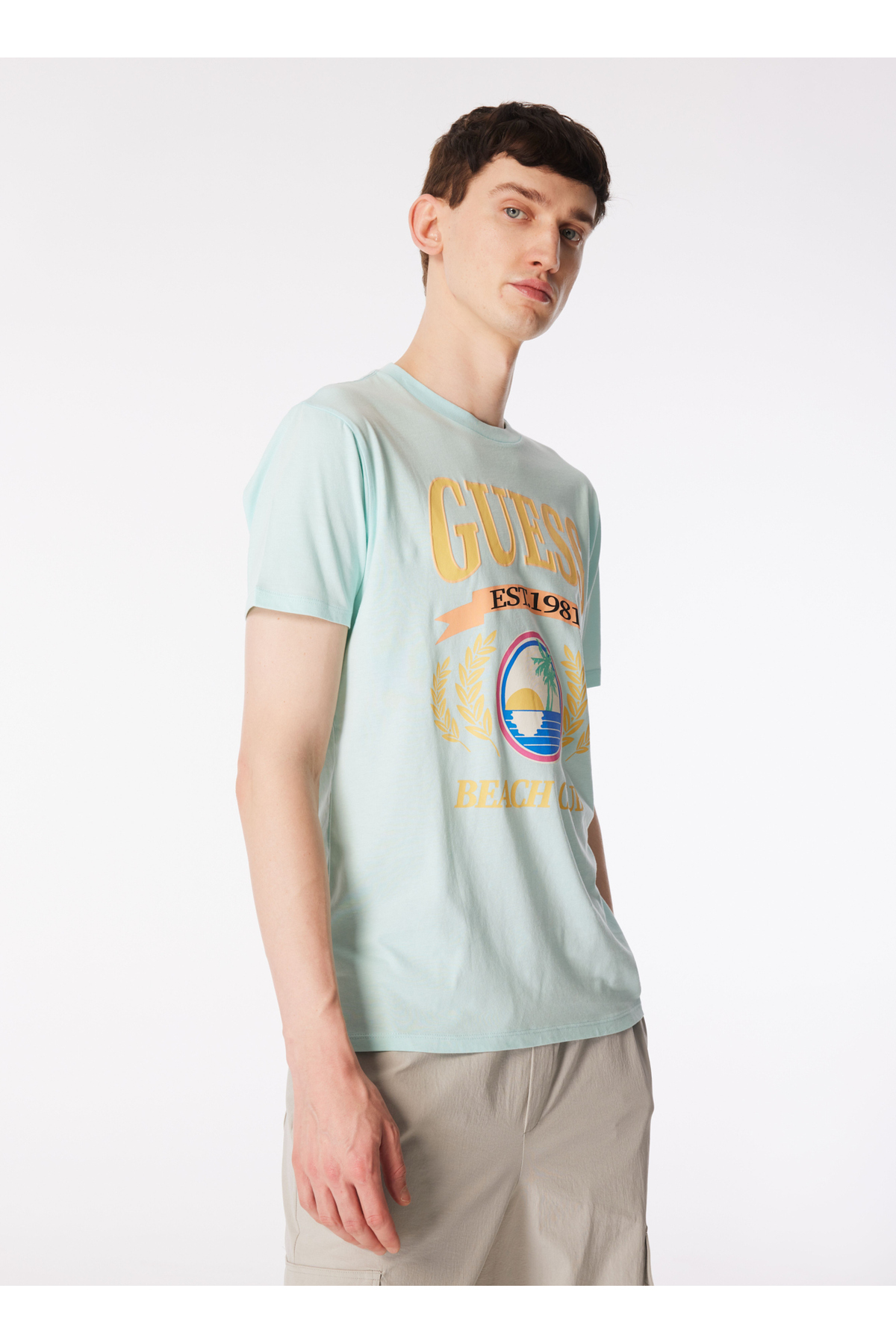 تیشرت مردانه بژ گسGuess | 5003122943 اورجینال - تصویر 3