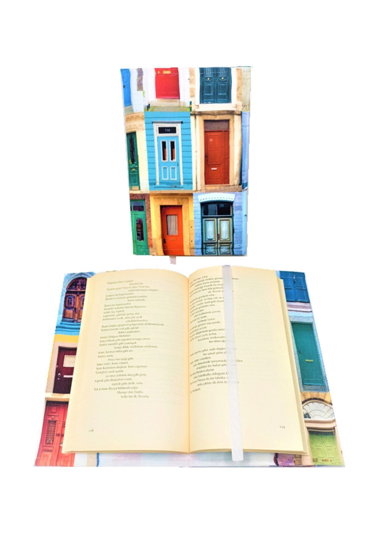 EL YAPIMI Kitap Kılıfı Kapılar Desenli