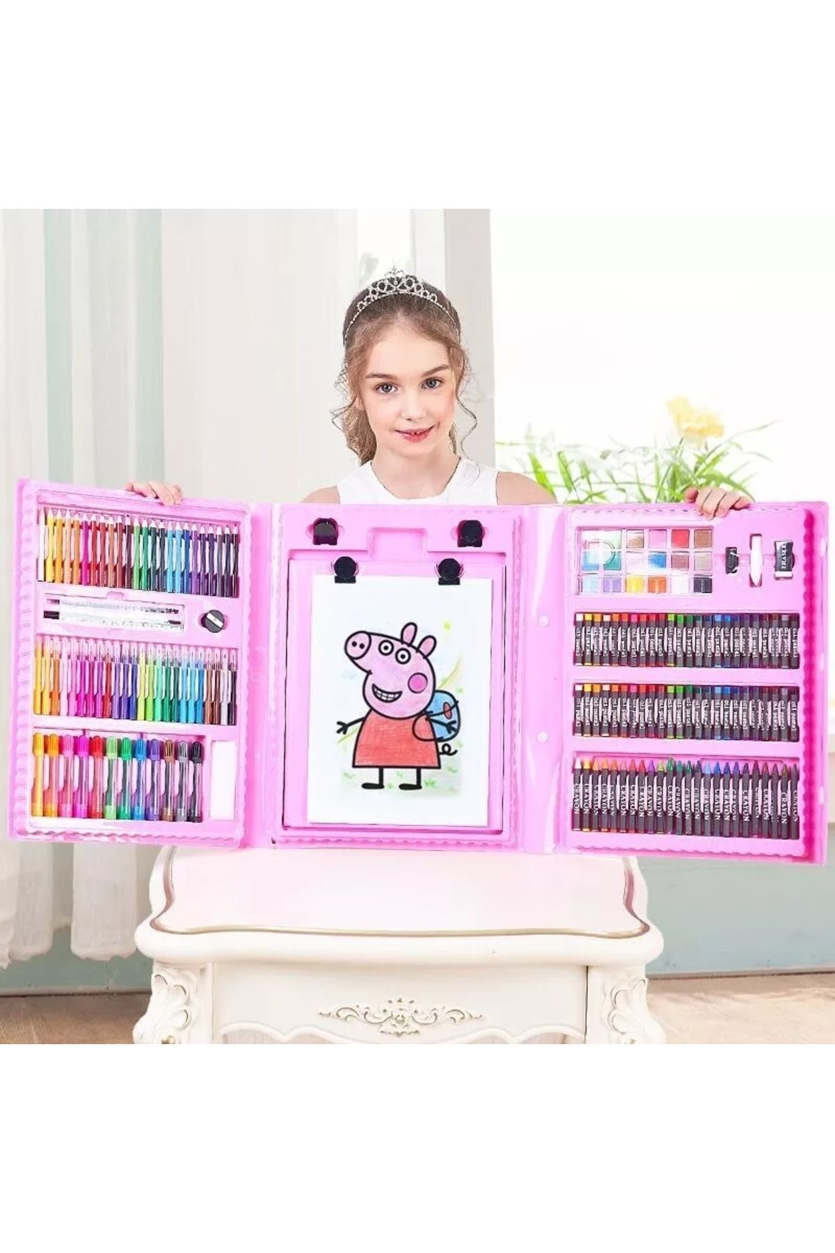 208 adet boyama seti pembe çocuk boyama seti ithal yeni nesil harika hediye okul seti anaokulu seti