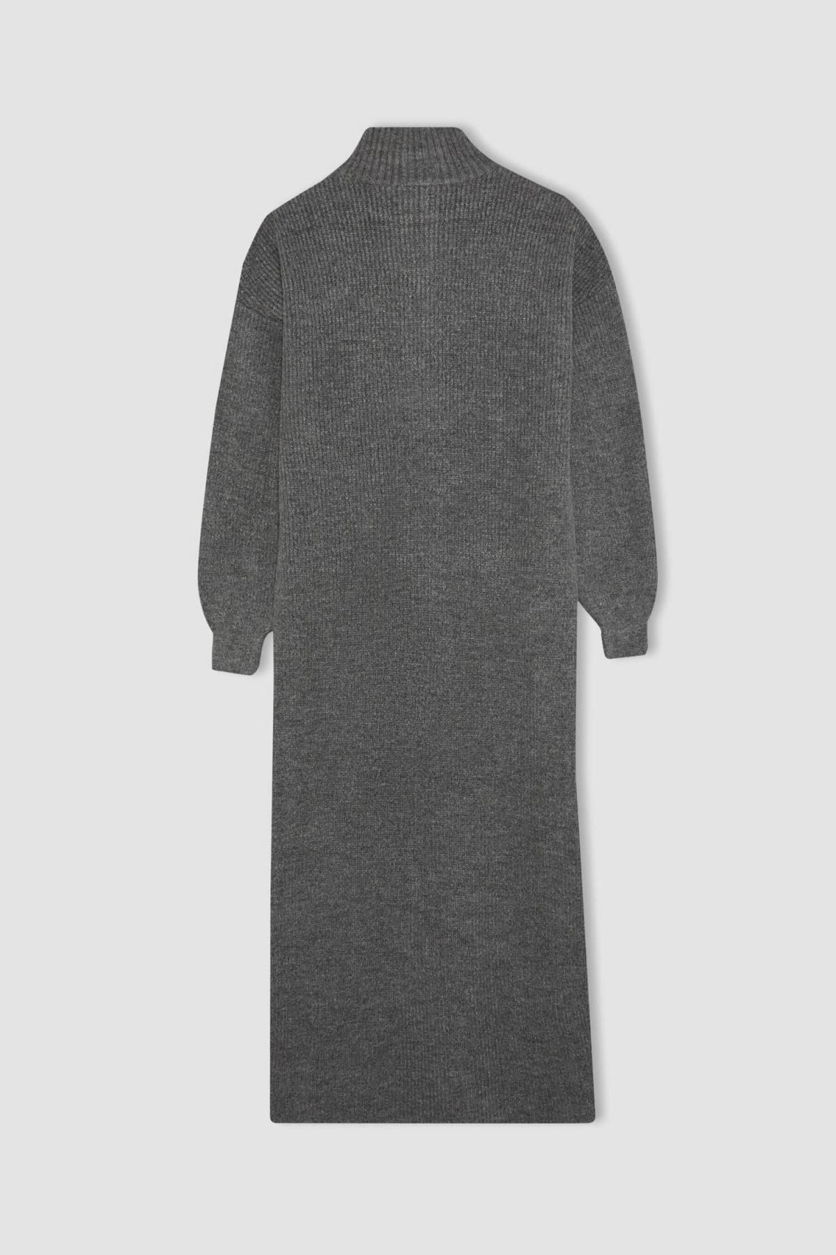 DeFacto-Rochie maxi din tricotaje cu guler - mânecă lungă, croire regulata B0195ax23wn 8