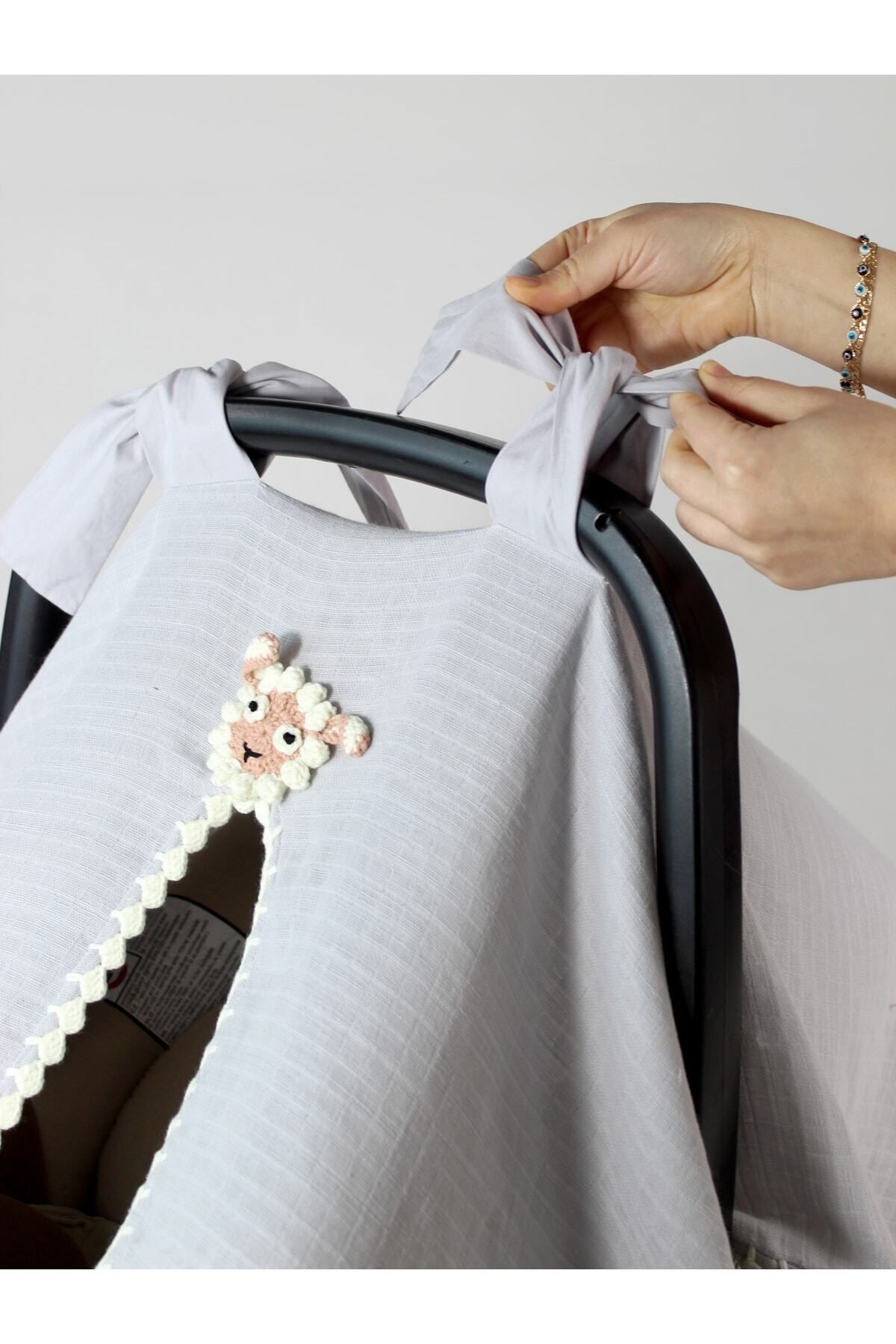 Atölye Eda Exclusive Exclusive El Işi Kuzulu Müslin Puset Örtüsü fotoğrafı 4 (önizleme)