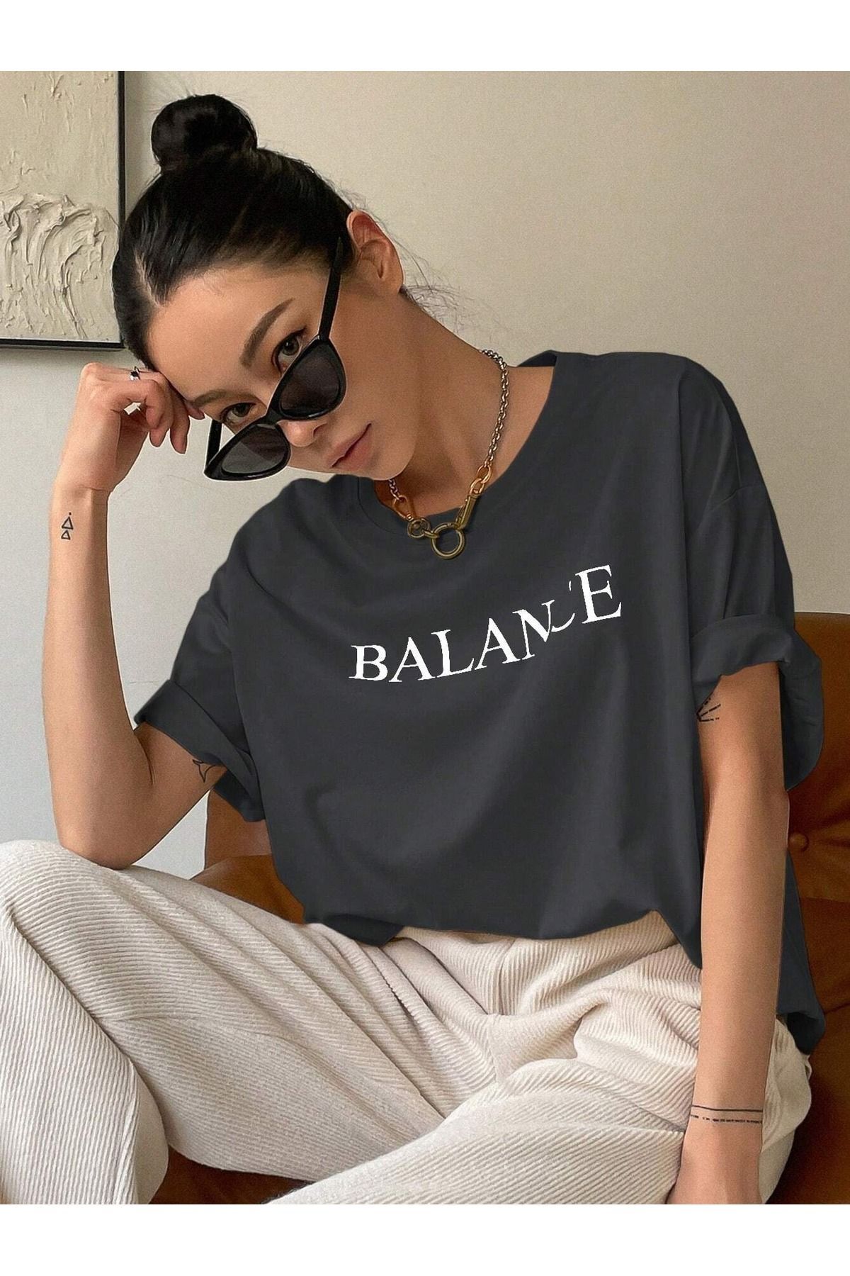 Women's Smoked Balance Printed Oversize T-Shirt