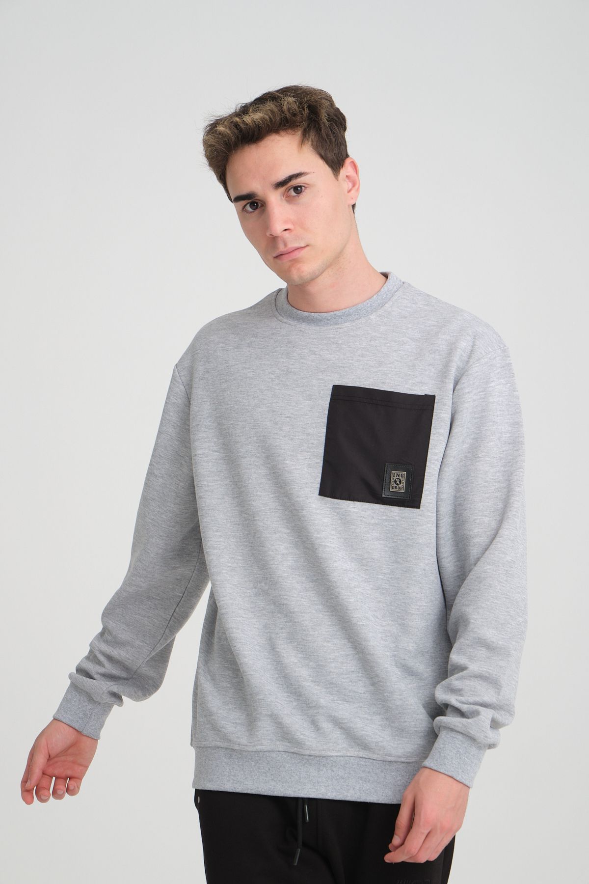 Erkek Yumuşacık Kumaşlı Oversize Fit Yuvarlak Yakalı GİRİ Sweatshirt