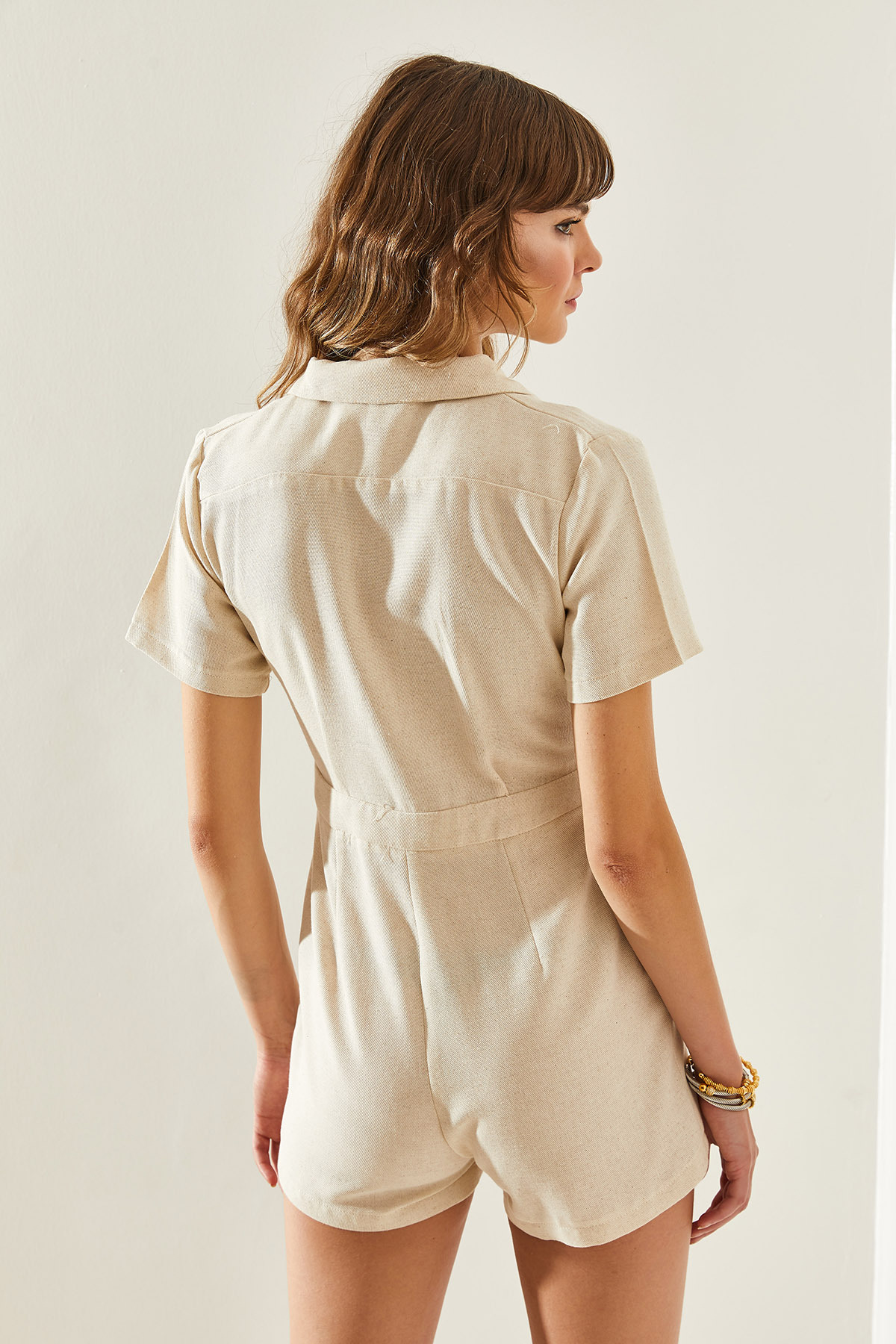 Bianco Lucci-Women's Flap Collar Jumpsuit - Shorts, Short Sleeve60251291 8