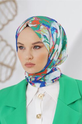 Loryan Scarf Linen Keten Karışımlı Pamuklu Zambak Desenli Şal Benetton