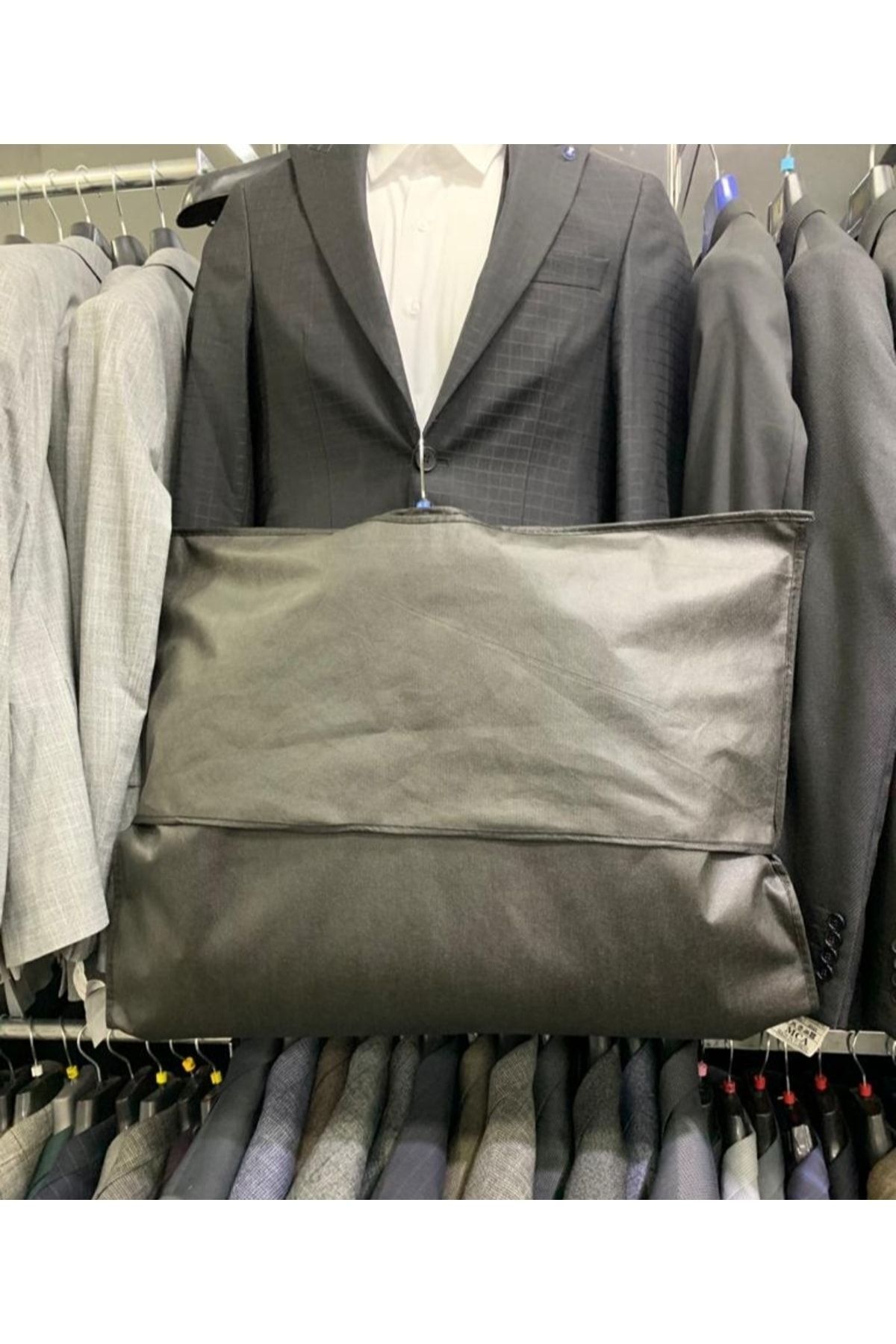 Şeffaf PVC Takım Elbise Kılıfı 5'li Şapkalı 64x100 cm, Koruyucu ve Şık Tasarım