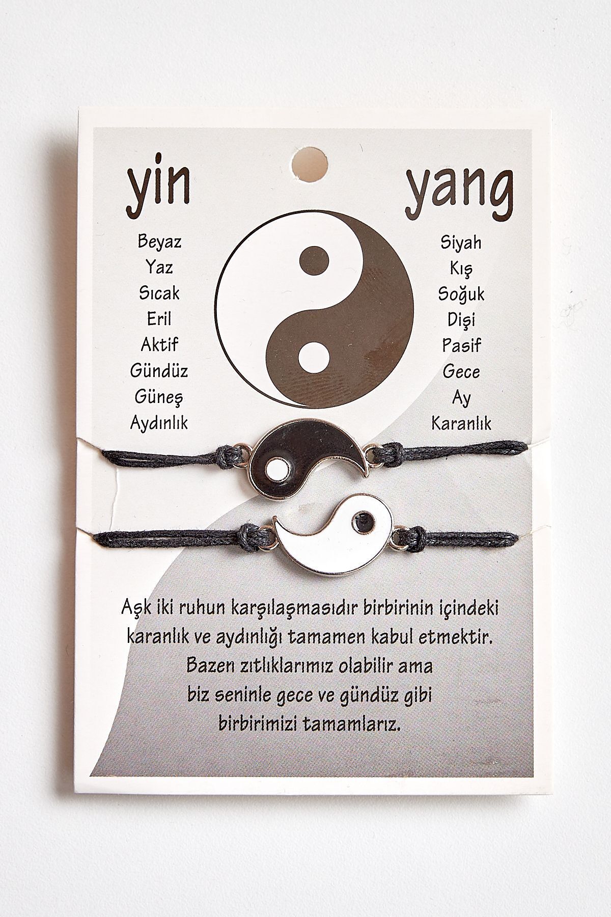 Unisex Arkadaşlık Sevgili Bilekliği Yin Yang Tasarımlı Siyah Beyaz Bileklik