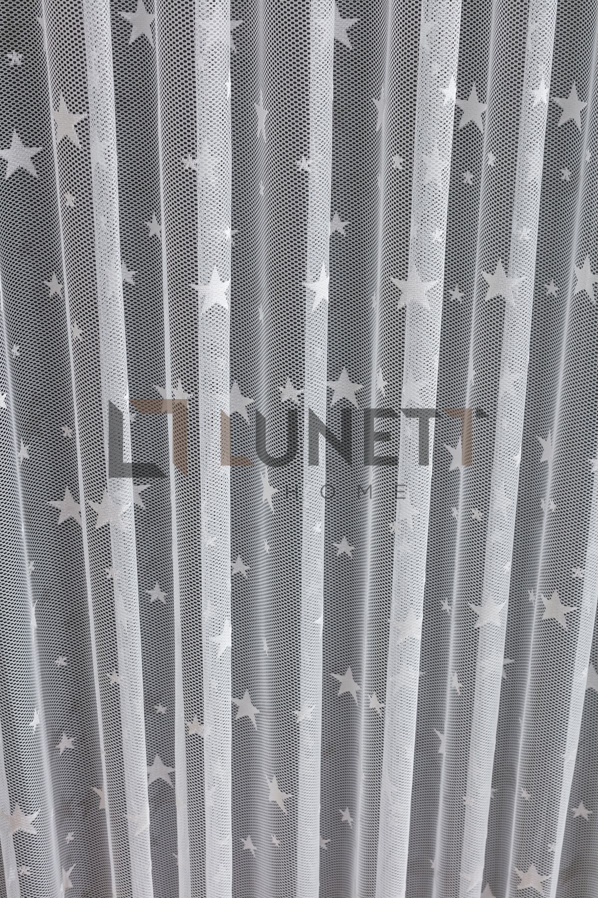 LUNETT HOME-White Starry Large Sparse - 1x2 Tulle Curtain, Pleated Ready to Use 5