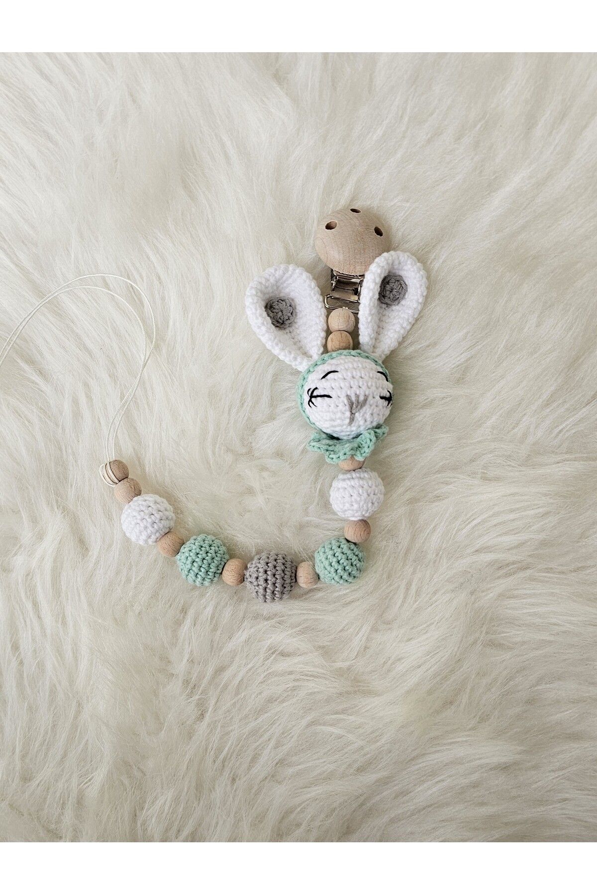 kelebeginruyasihobievi Amigurumi Yenidoğan Uykucu Tavşan, Battaniyeli Uyku Arkadaşı,Çıngırak, Emzik Zinciri 4'lü Set fotoğrafı 4 (önizleme)