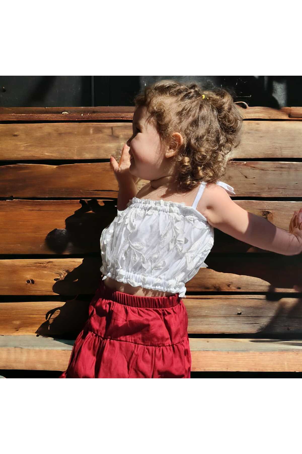 Leaf Patterned Girl Bustier Blouse Holiday Holder