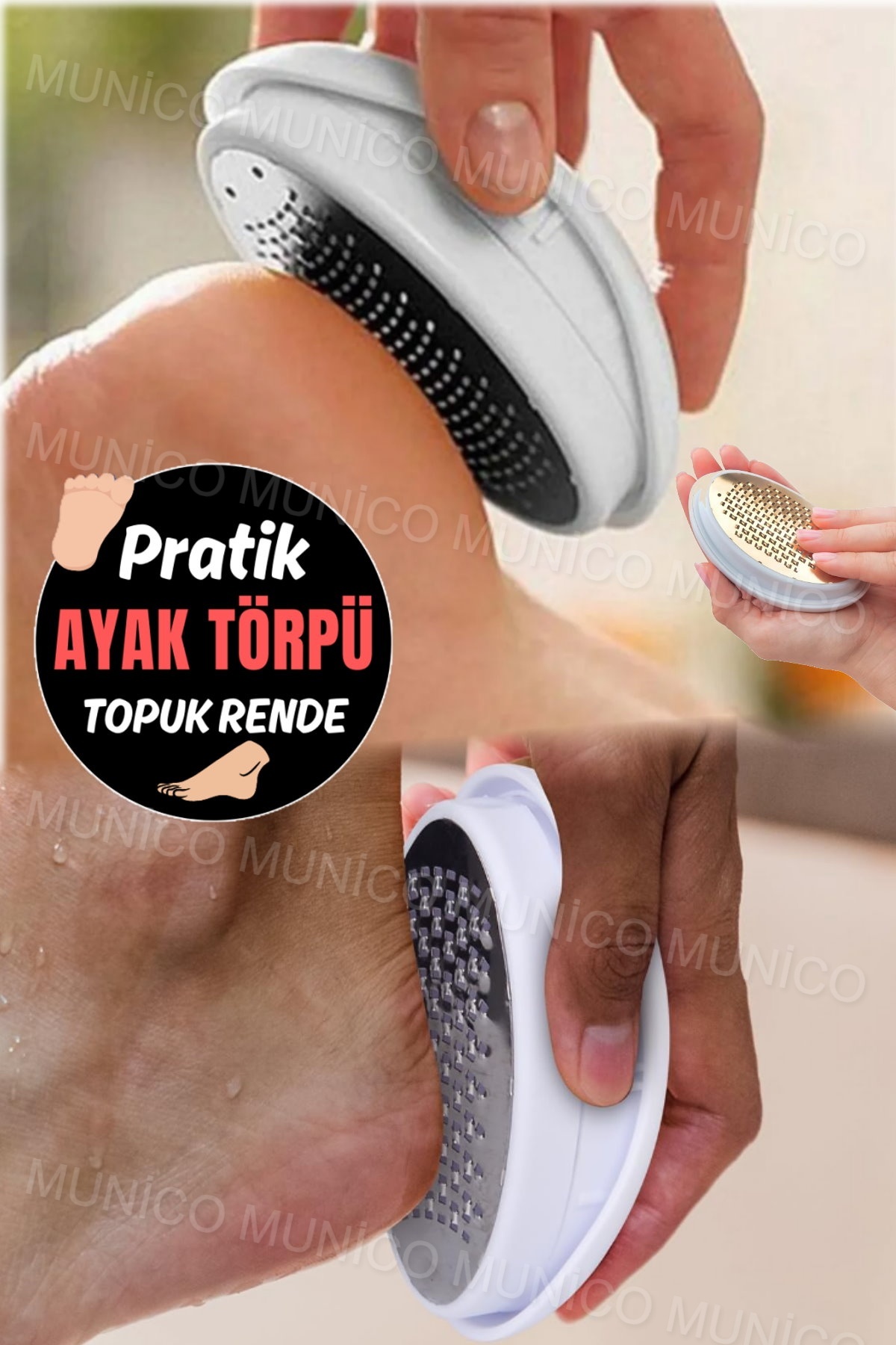 Munico Ayak Topuk Nasır Temiz Ayak Bakım Törpüsü Topuk Rendesi Kutulu Pürüzsüzleştirici Ayak Topuk Törpüsü