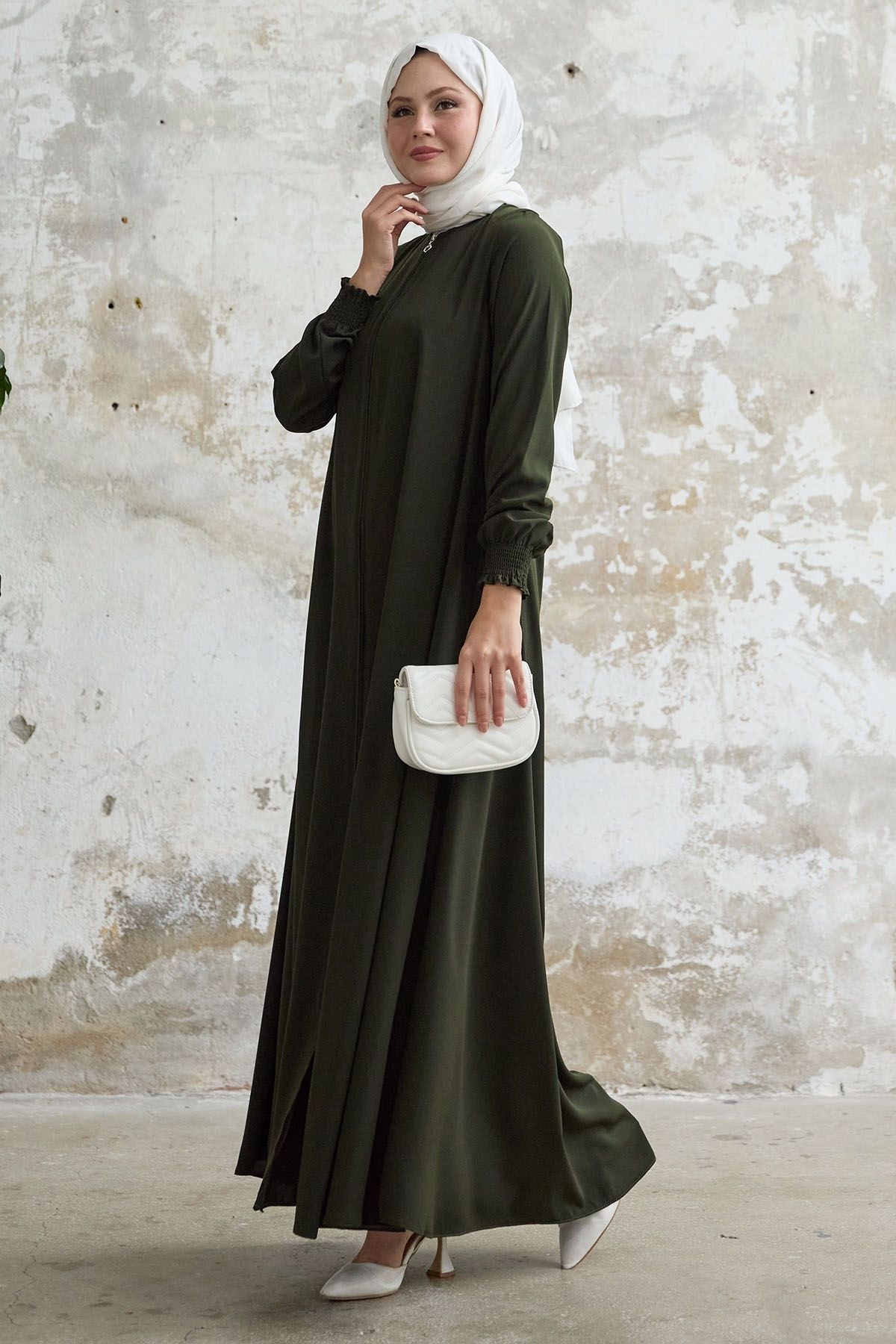 InStyle-Medine Khaki Ferace - Jedwab i Mevlana Szczegółowe 4