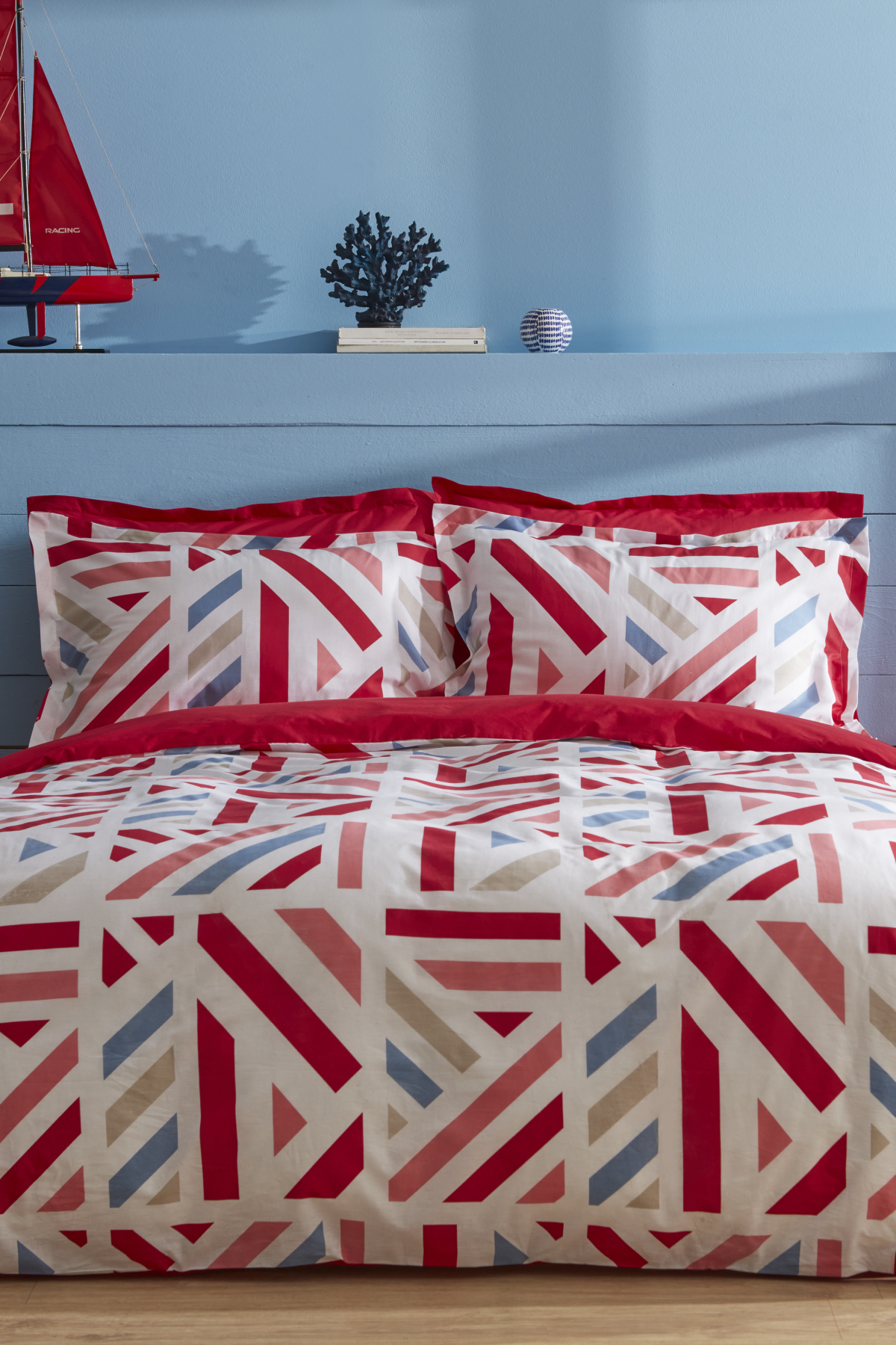 Nautica Home - Set Piumino Matrimoniale Bay Shore 100% Cotone - Morbido E Reversibile - Include 2 Federe - Blu Navy
